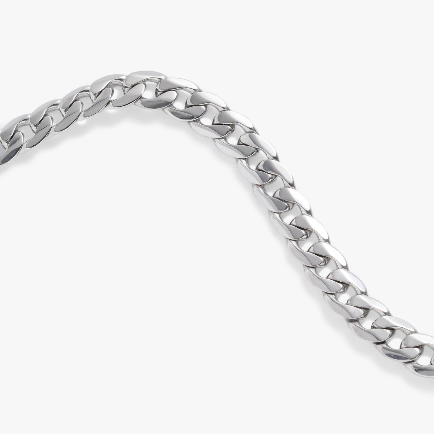 Flat Curb Chain Bracelet Stainless Steel Silver