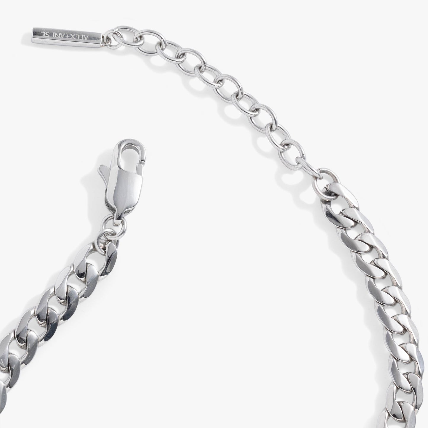 Flat Curb Chain Bracelet Stainless Steel Silver