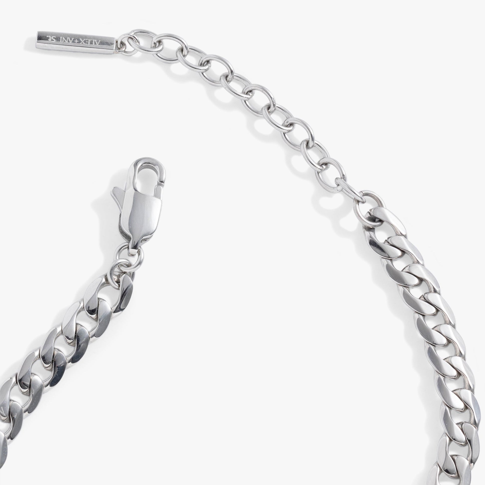 Flat Curb Chain Bracelet Stainless Steel Silver