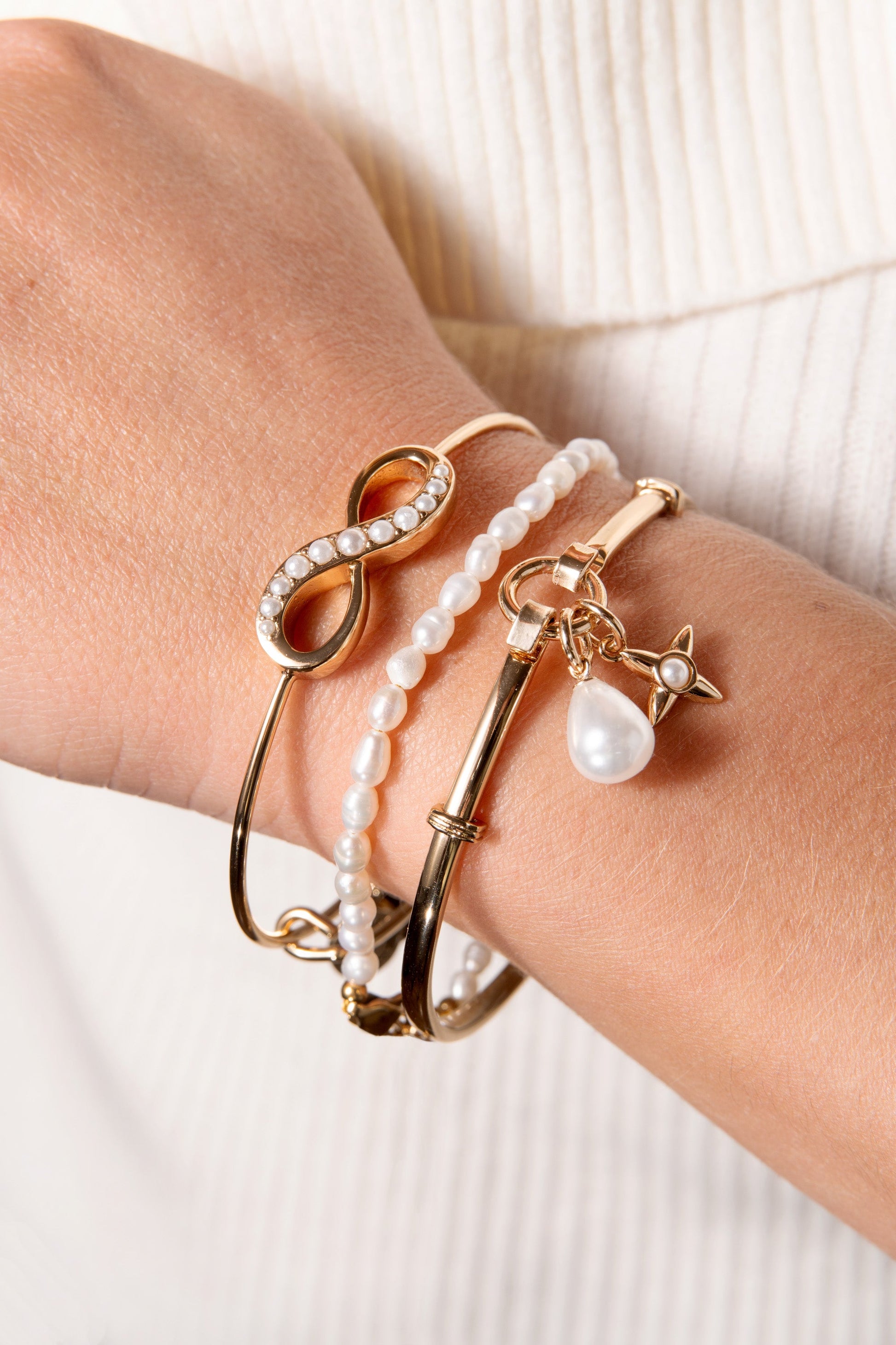Freshwater Pearl Bracelet Stainless Steel Gold