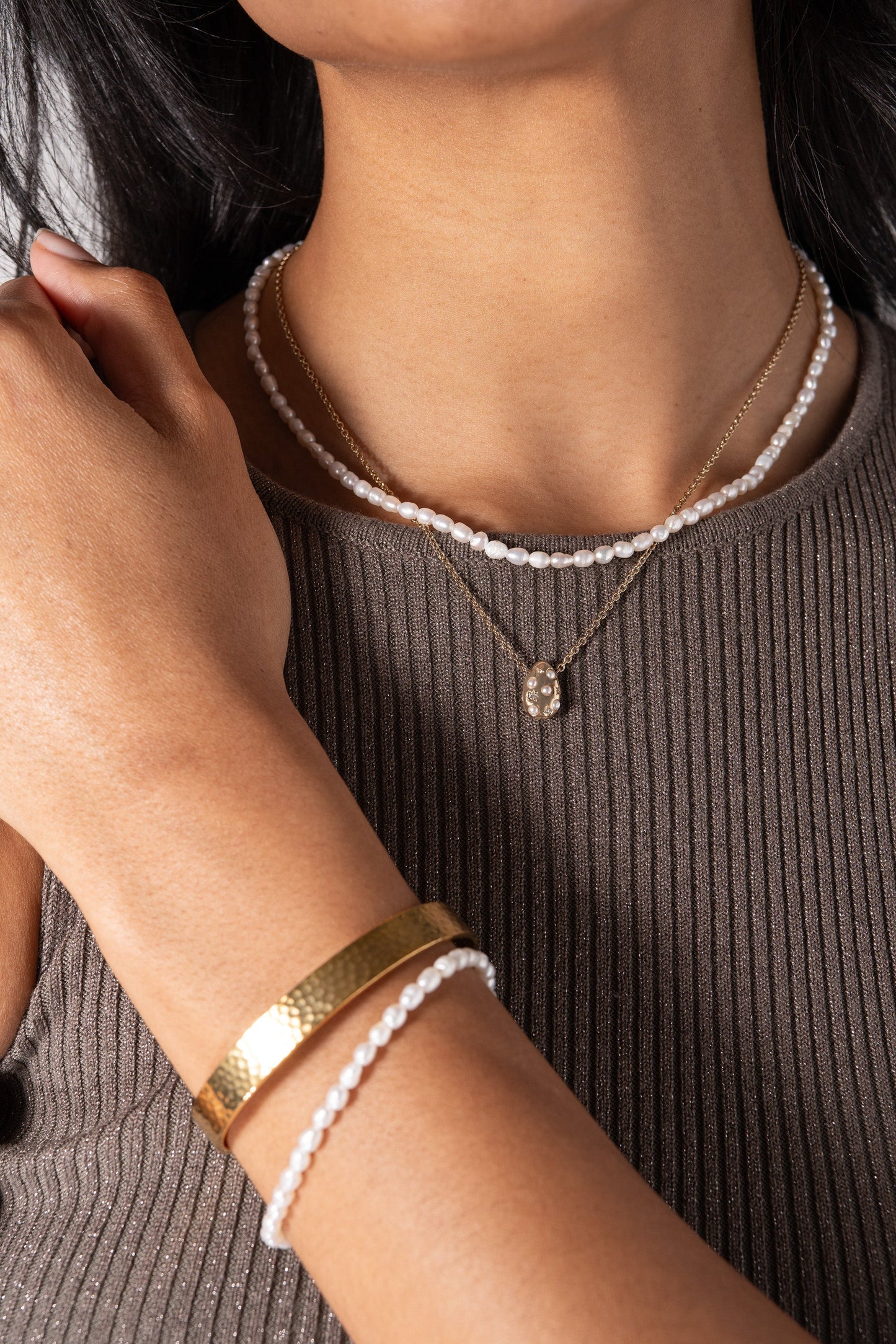 Freshwater Pearl Bracelet Stainless Steel Gold