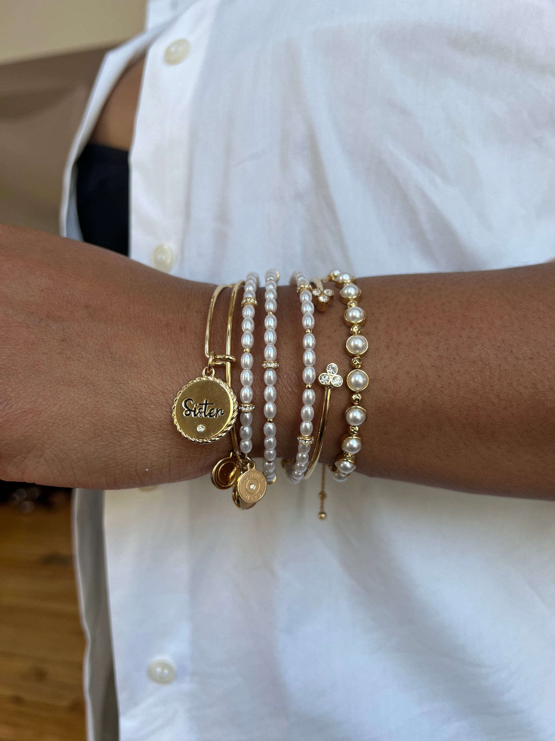 Freshwater Pearl Bracelet Stainless Steel Gold