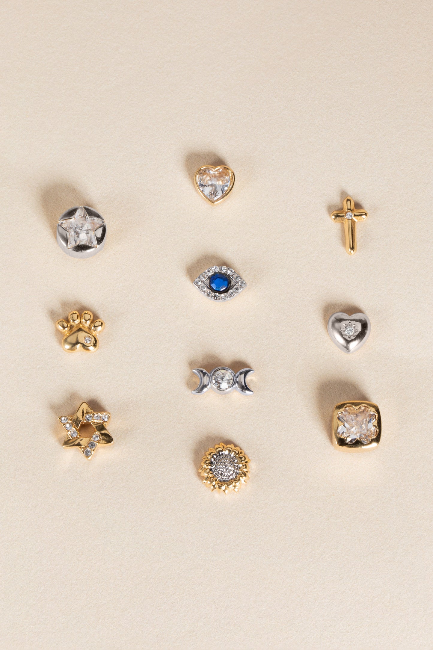 Crystal Paw Mini Stud Earrings Stainless Steel Gold