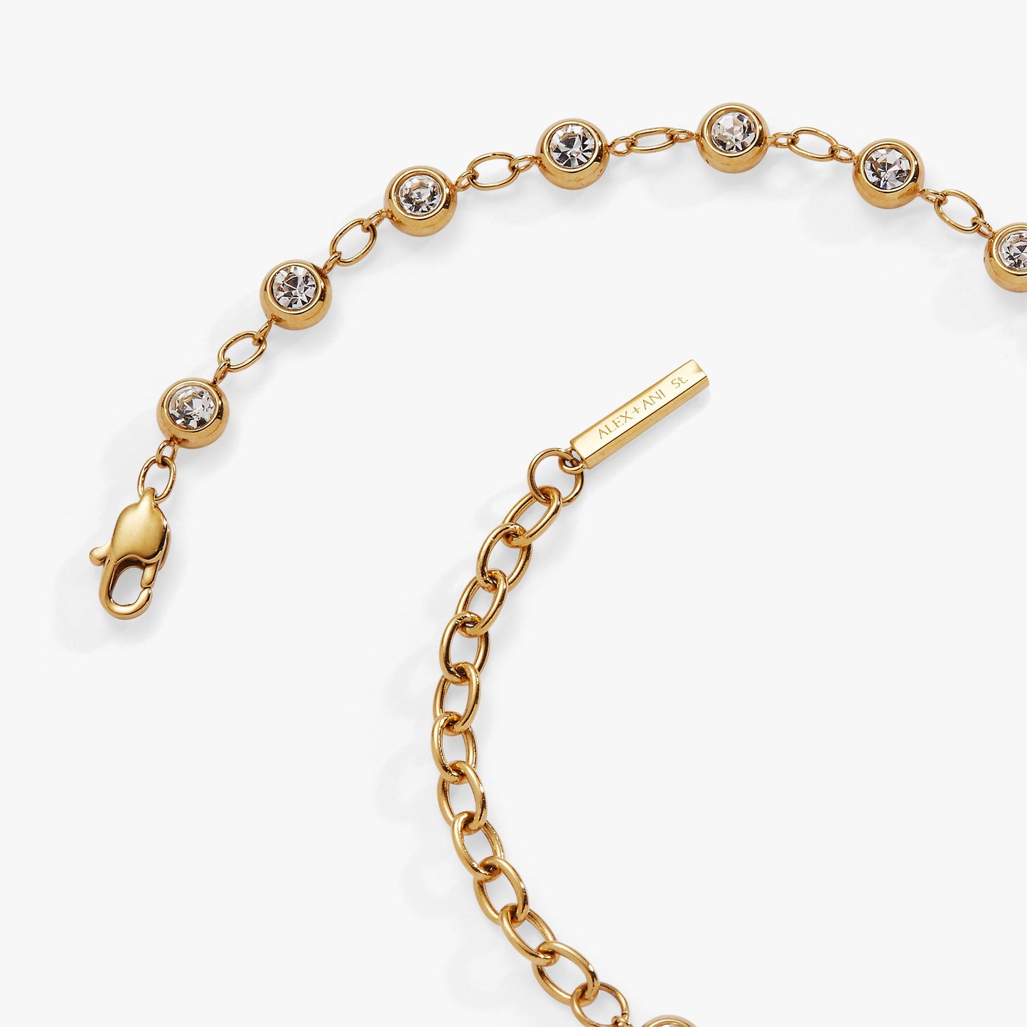 Crystal Pebble Chain Bracelet Stainless Steel Gold