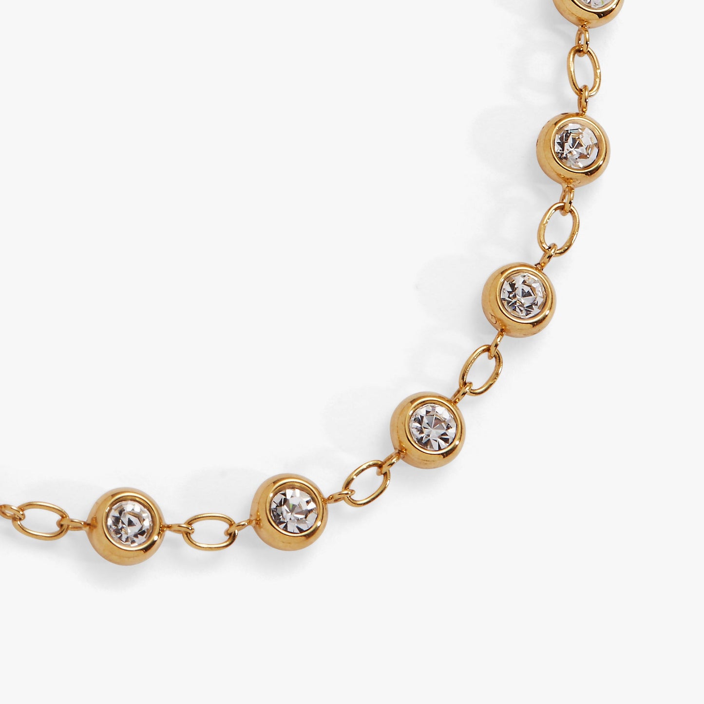 Crystal Pebble Chain Bracelet Stainless Steel Gold