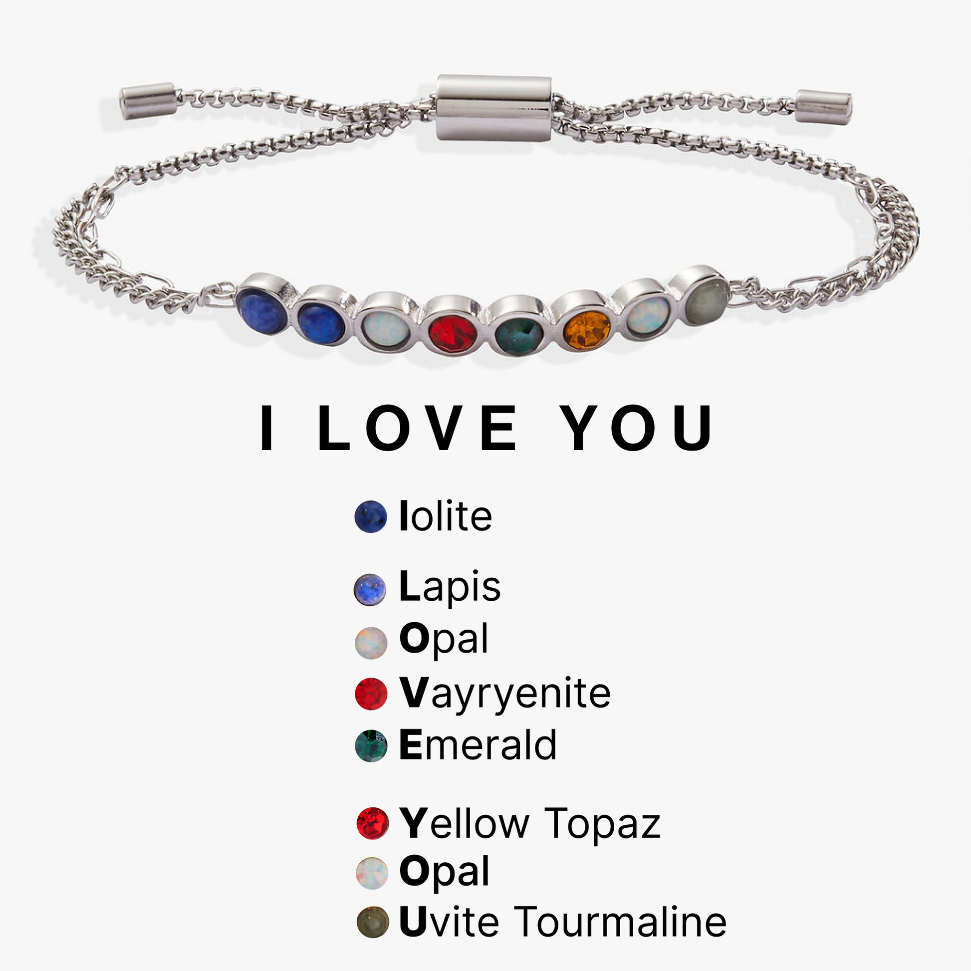 I Love You Acrostic Bolo Stainless Steel Silver