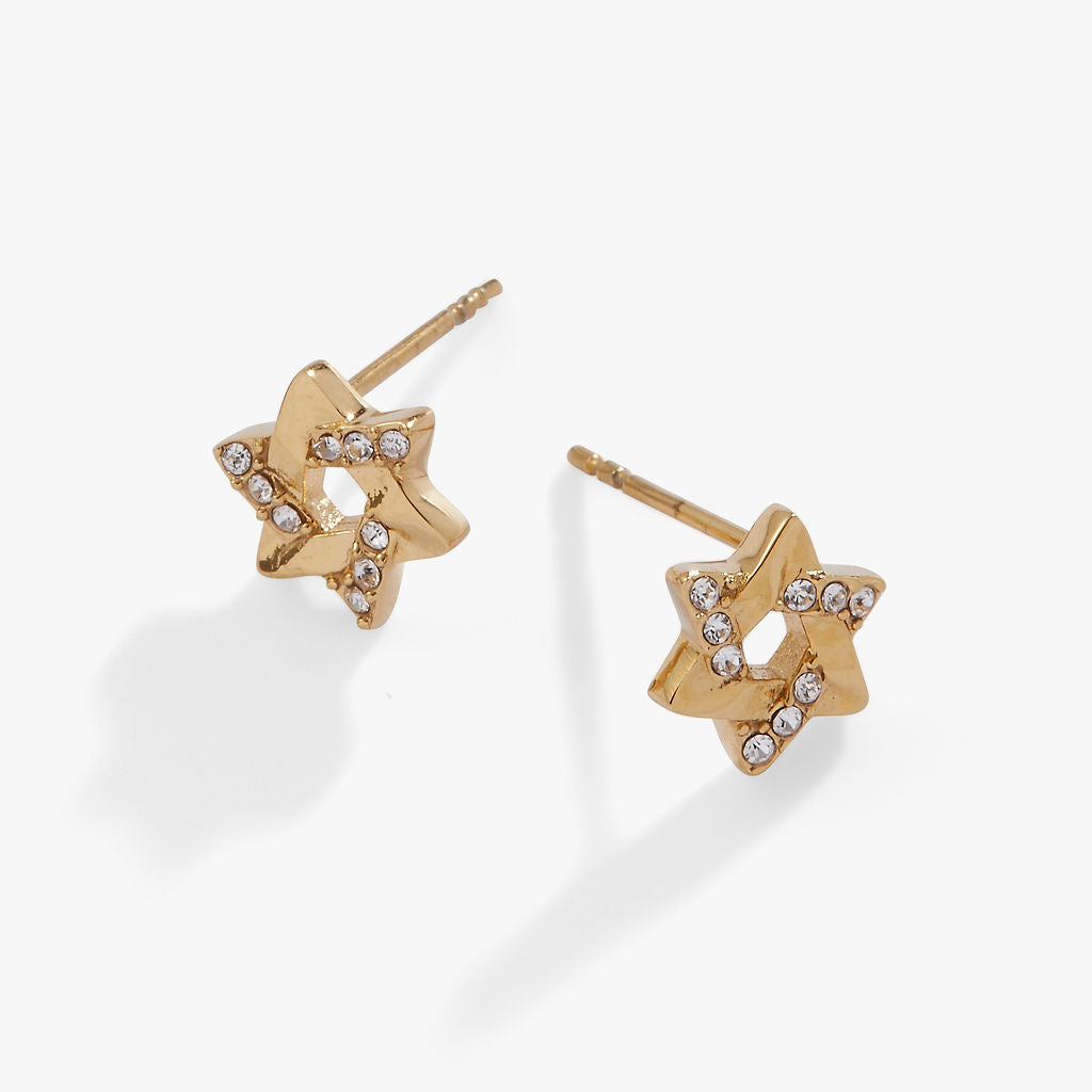 Star of David Mini Stud Earrings Stainless Steel Gold