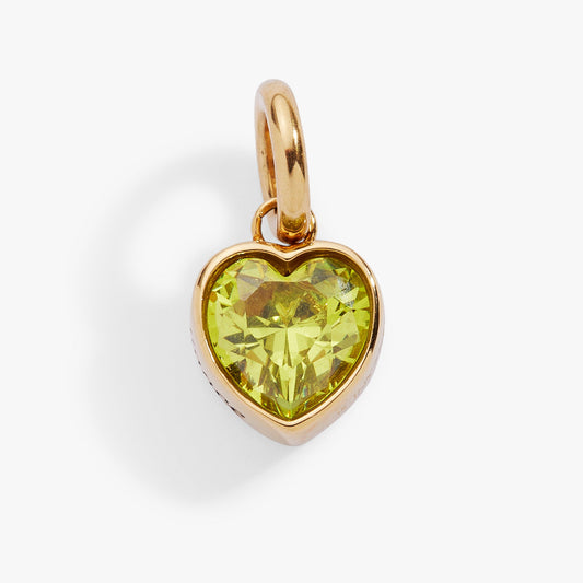 Radiance' Heart Birthstone Charm-AUGUST Stainless Steel Gold