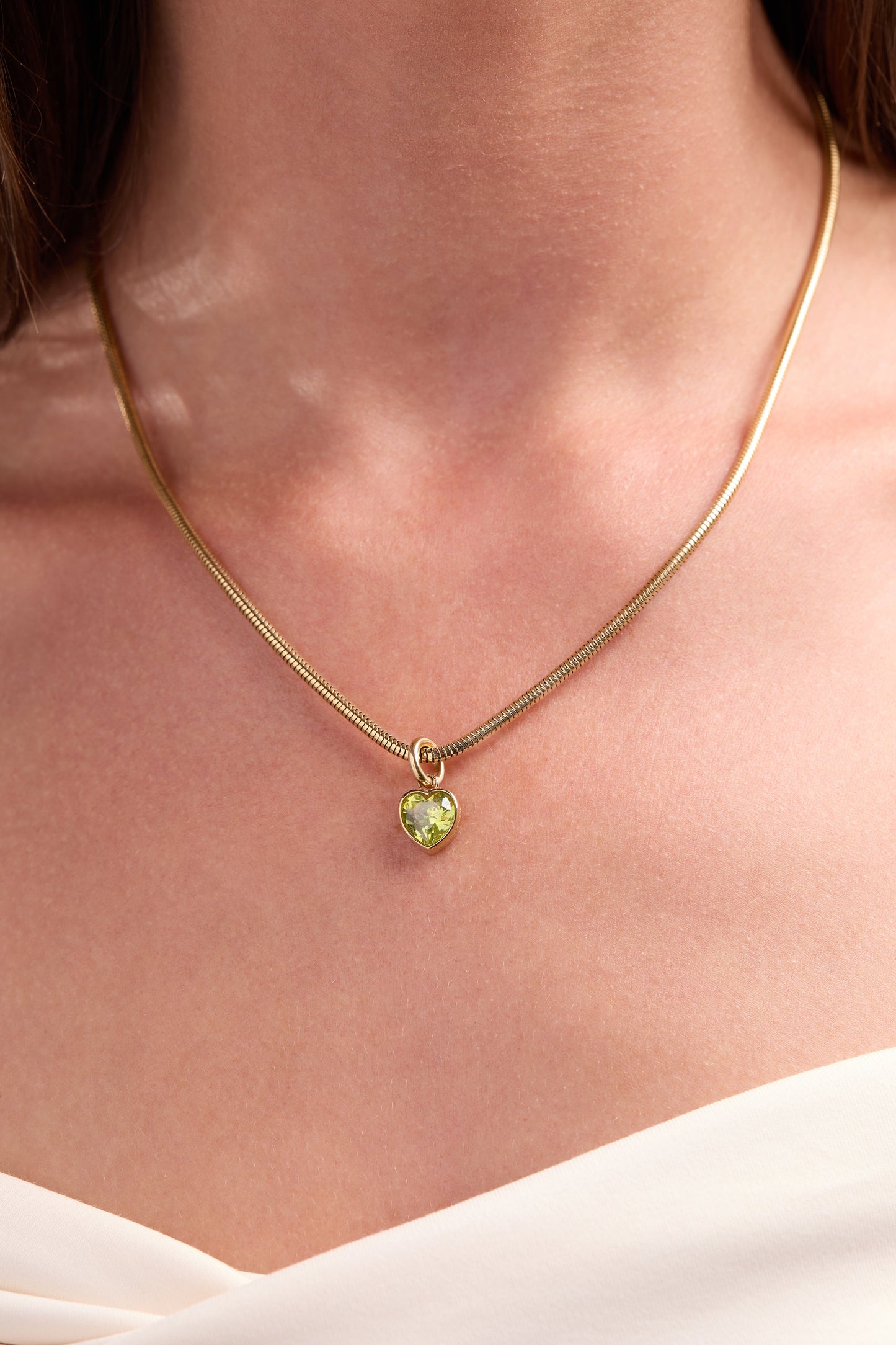 Radiance' Heart Birthstone Charm-AUGUST Stainless Steel Gold