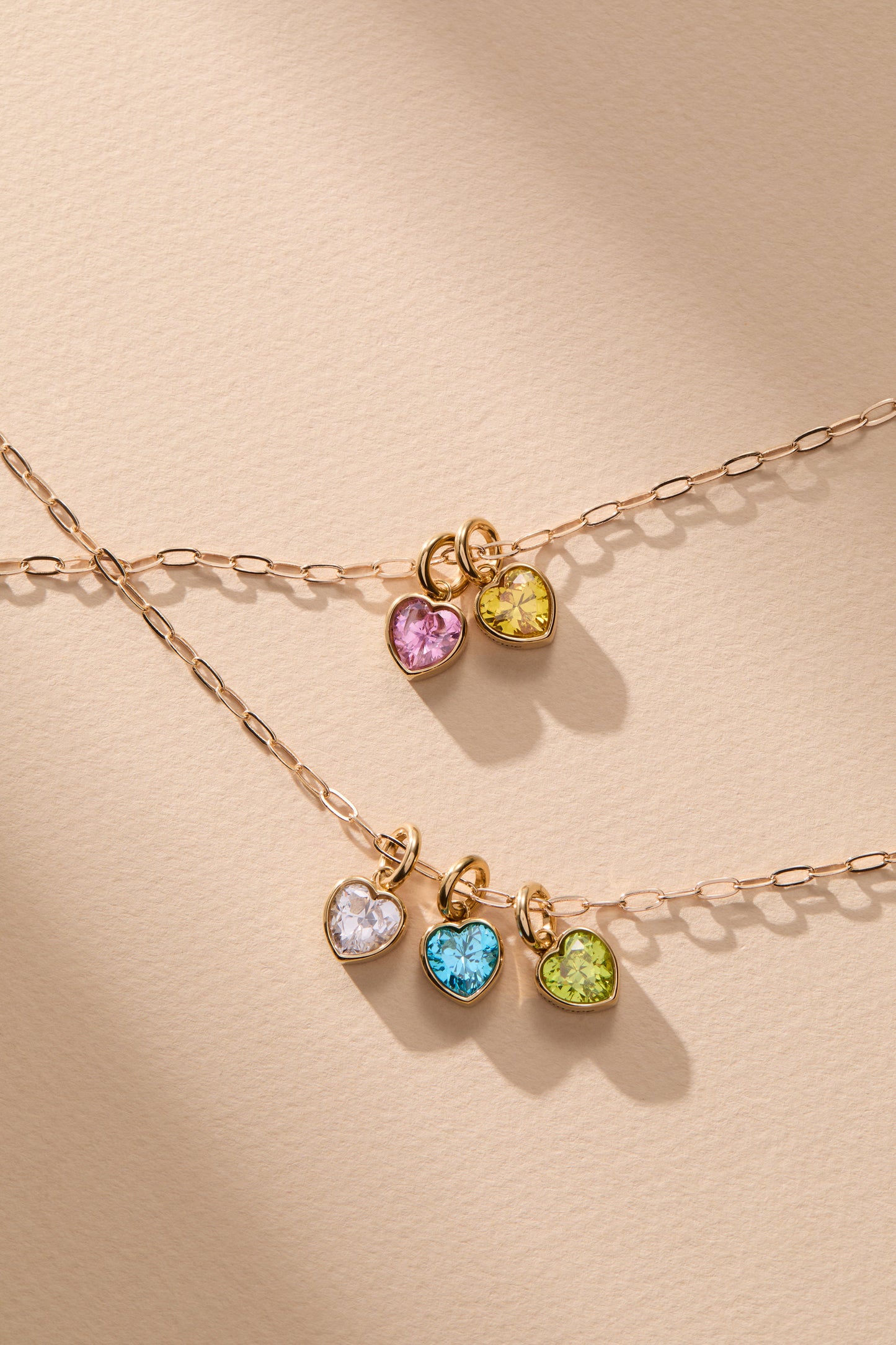 Radiance' Heart Birthstone Charm-AUGUST Stainless Steel Gold