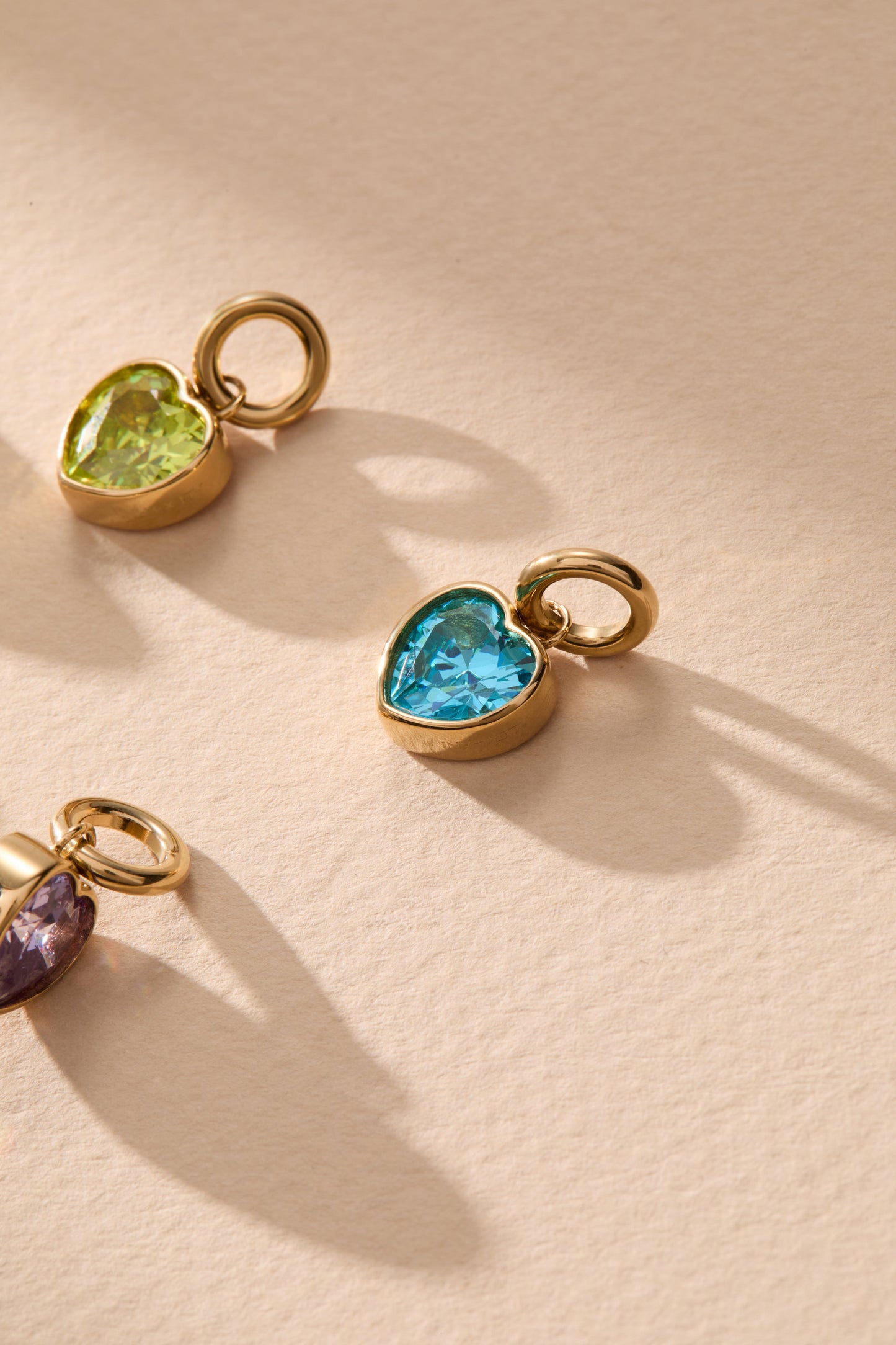 Radiance' Heart Birthstone Charm-AUGUST Stainless Steel Gold