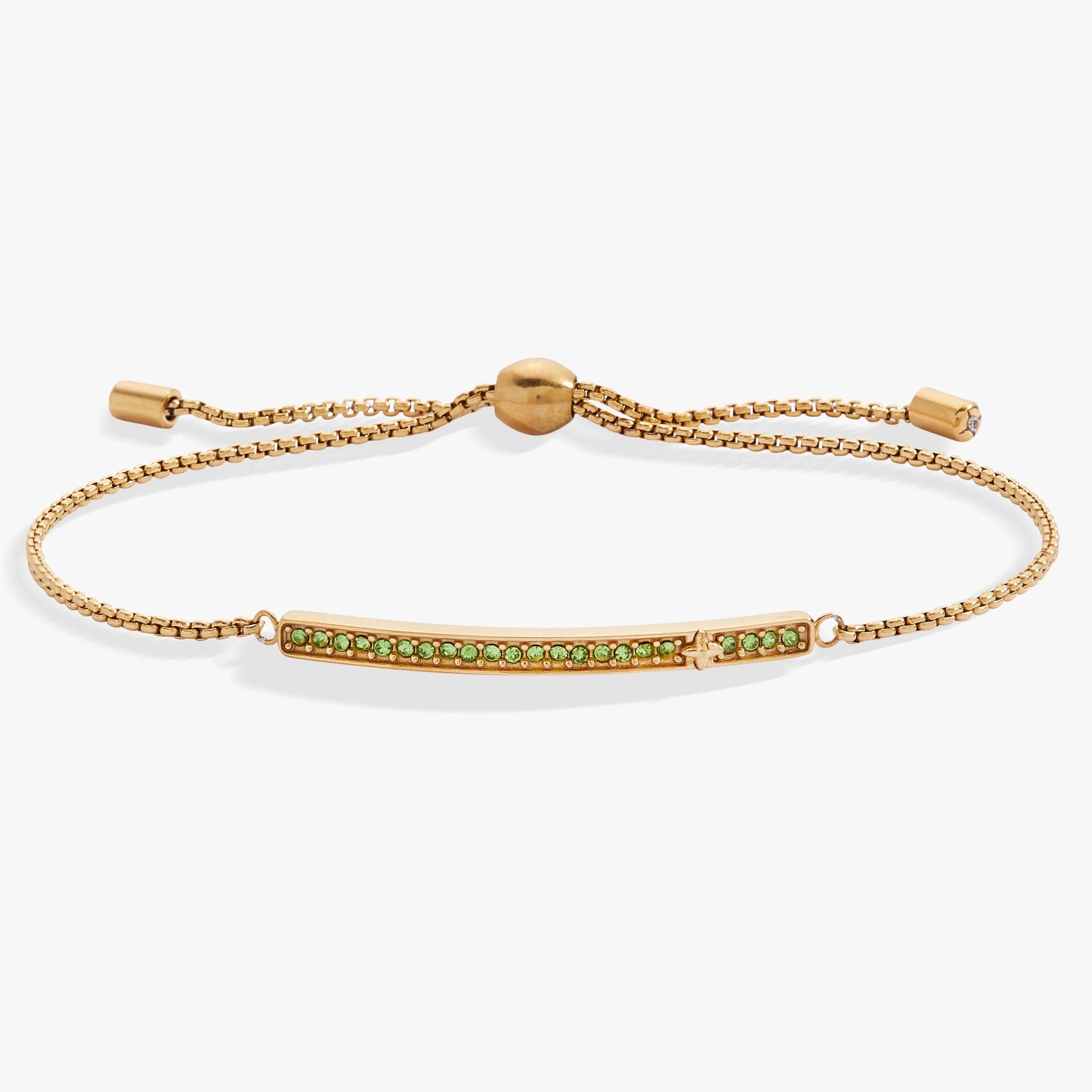 Birthstone Pave Bolo - August Stainless Steel Gold