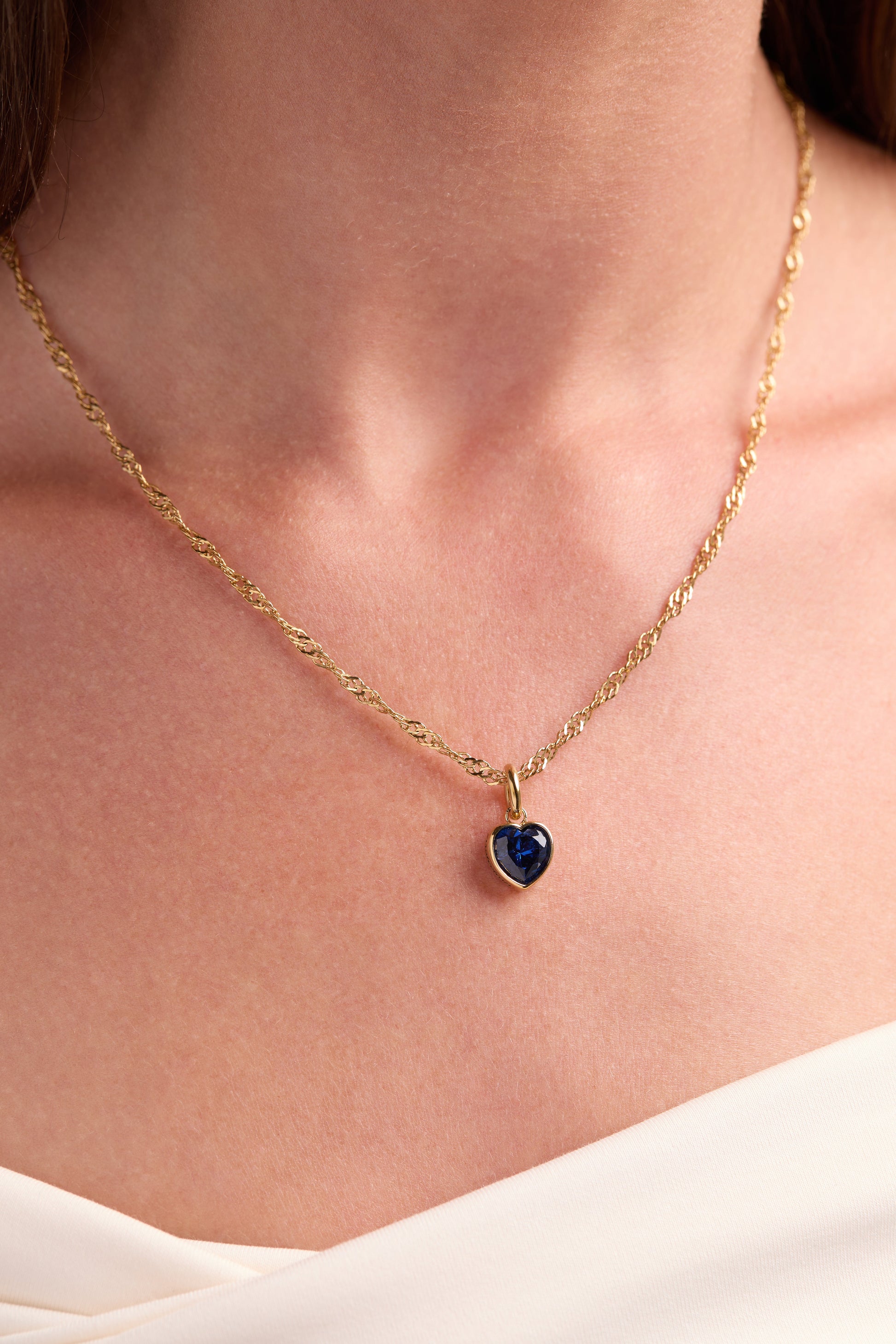 Protection' Heart Birthstone Charm-SEPTEMBER Stainless Steel Gold
