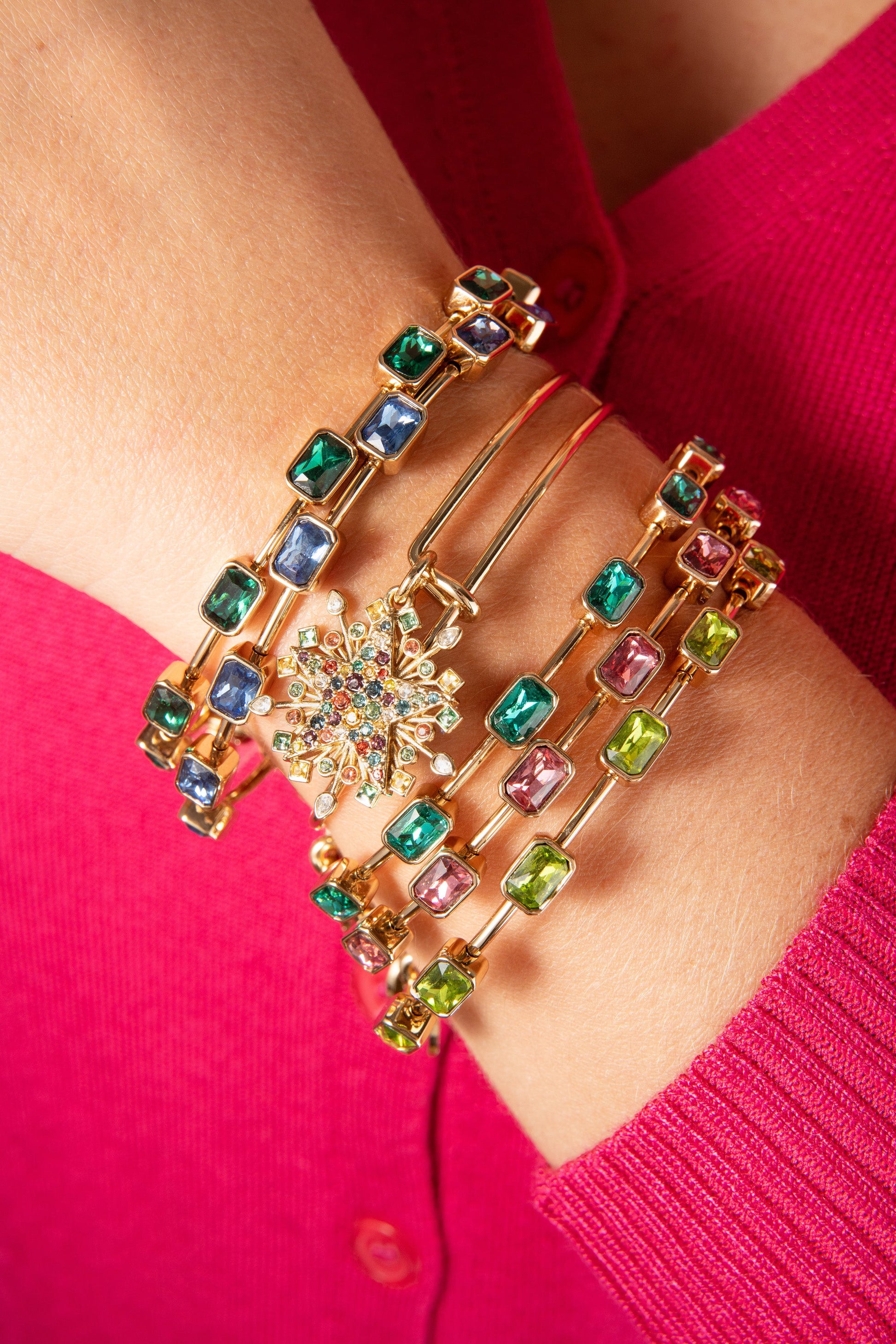 September Birthstone Emerald Cut Bangle Gold