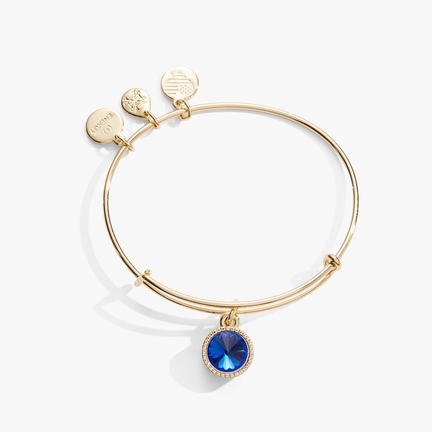 Sapphire September Birthstone Charm Bangle Silver