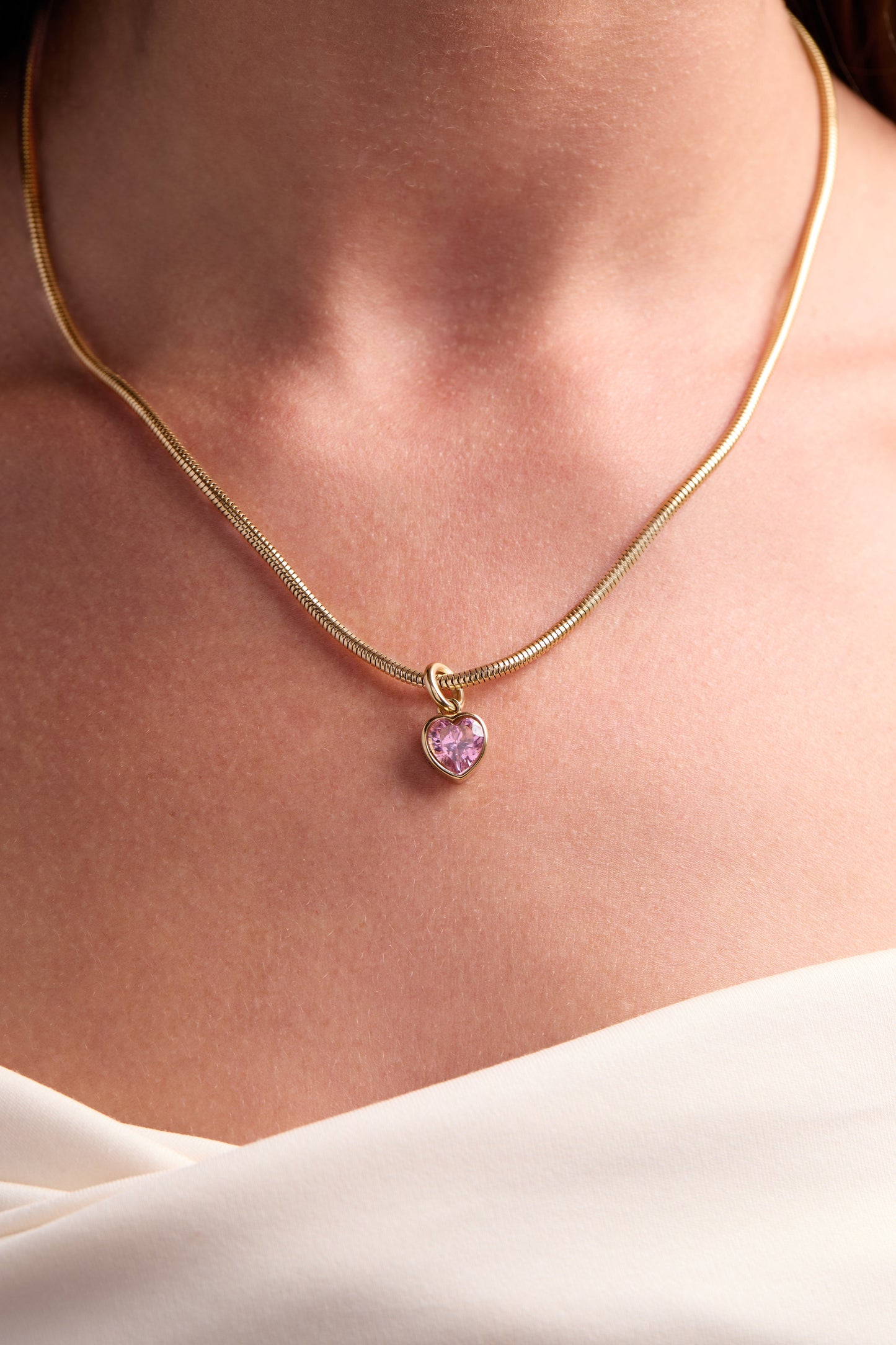 Serenity' Heart Birthstone Charm-OCTOBER Stainless Steel Gold