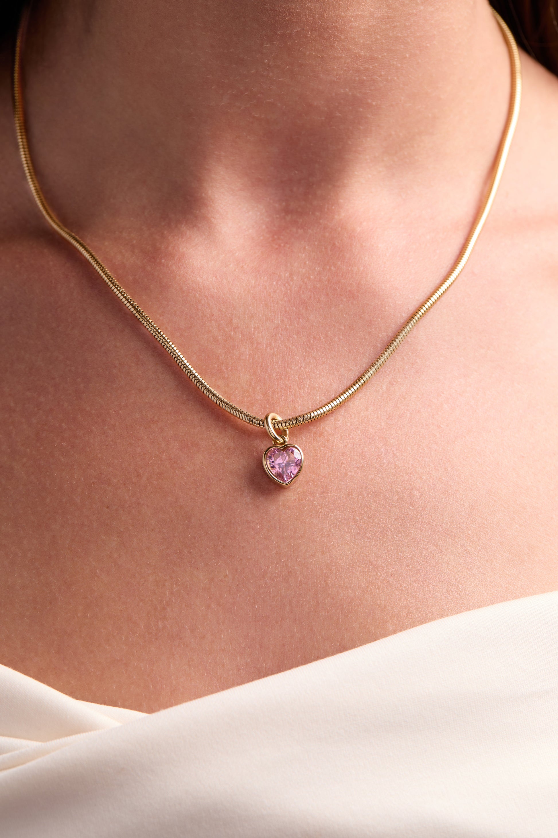 Serenity' Heart Birthstone Charm-OCTOBER Stainless Steel Gold