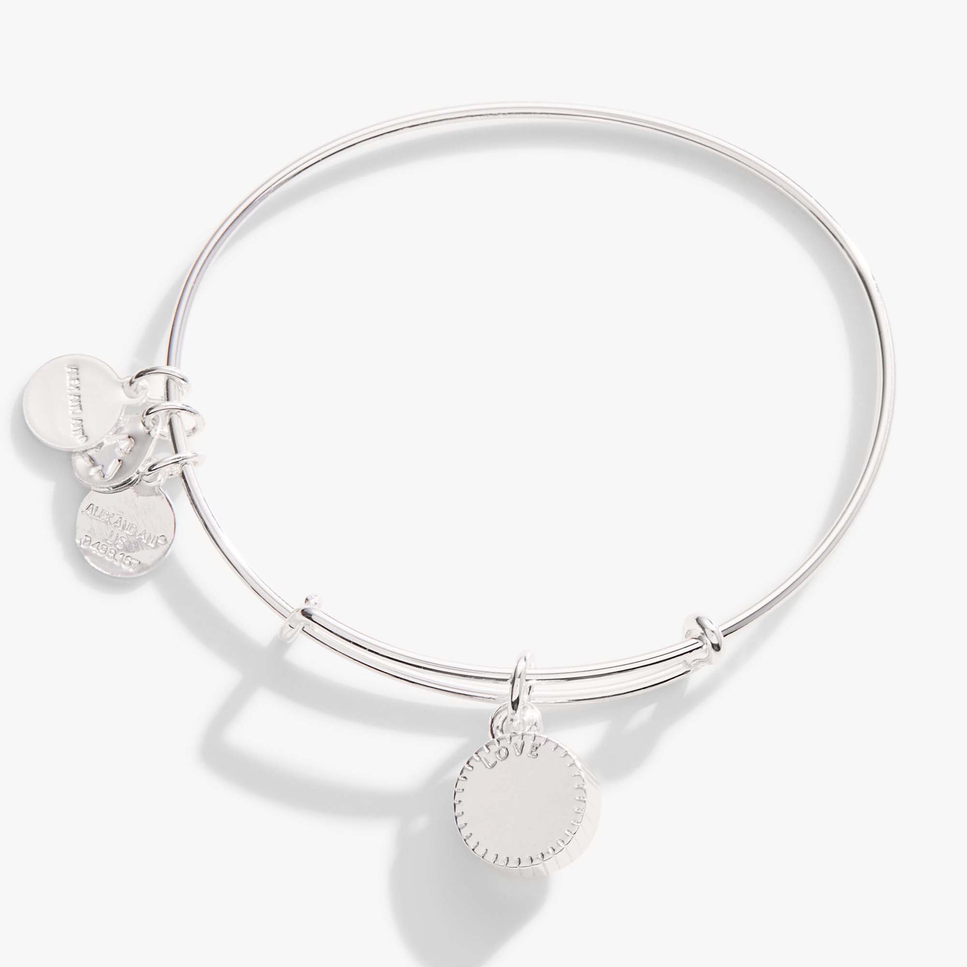 Rose October Birthstone Charm Bangle Silver