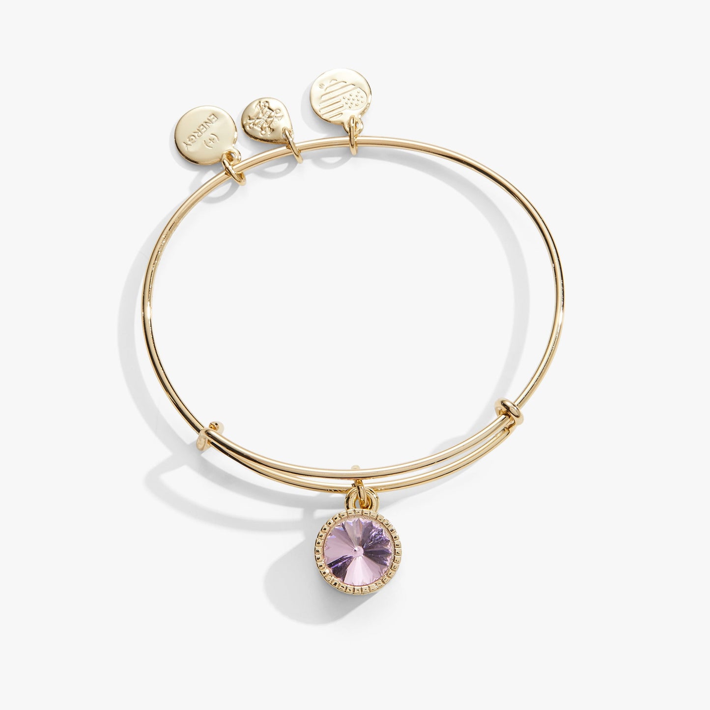 Rose October Birthstone Charm Bangle Silver