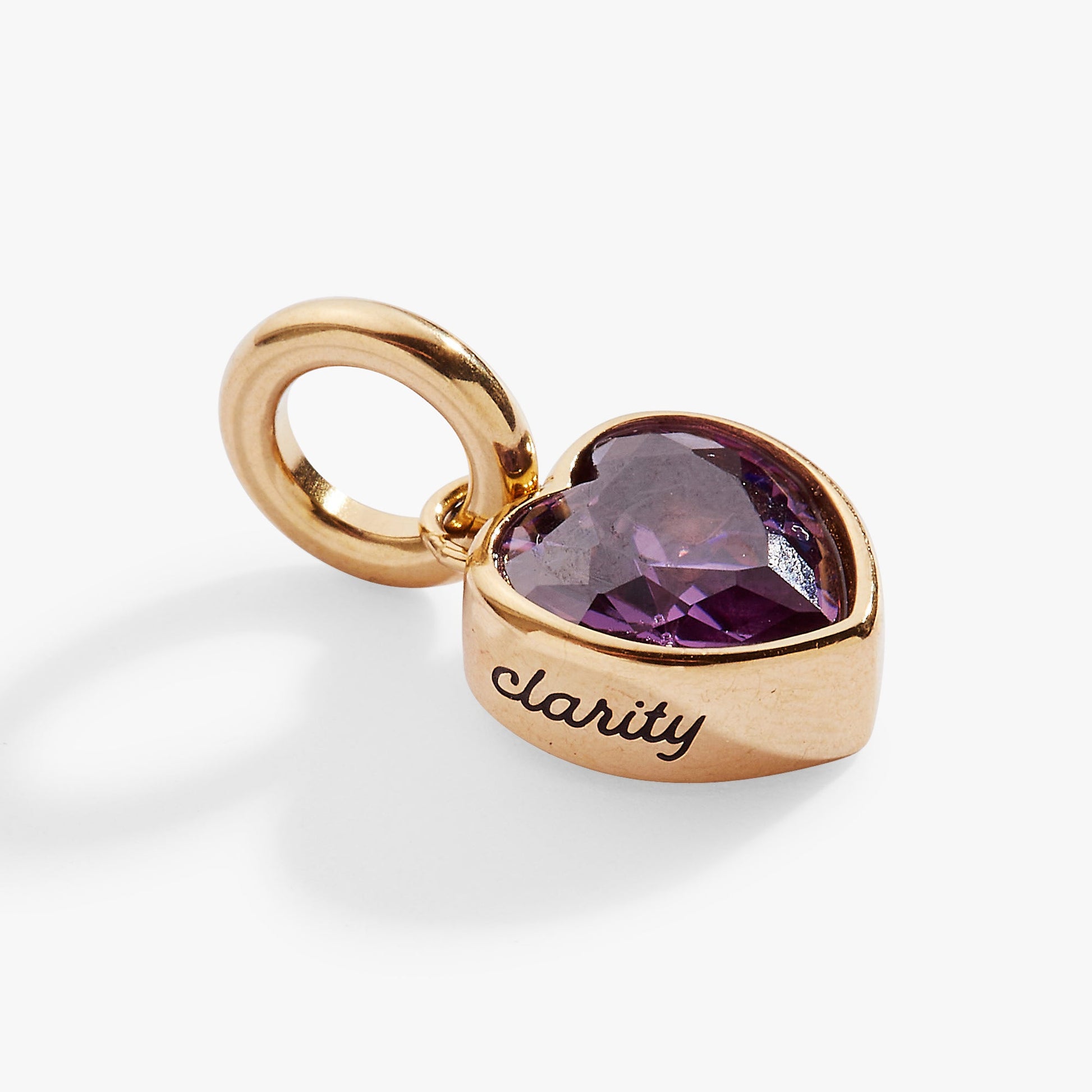 Clarity' Heart Birthstone Charm-FEB Stainless Steel Gold