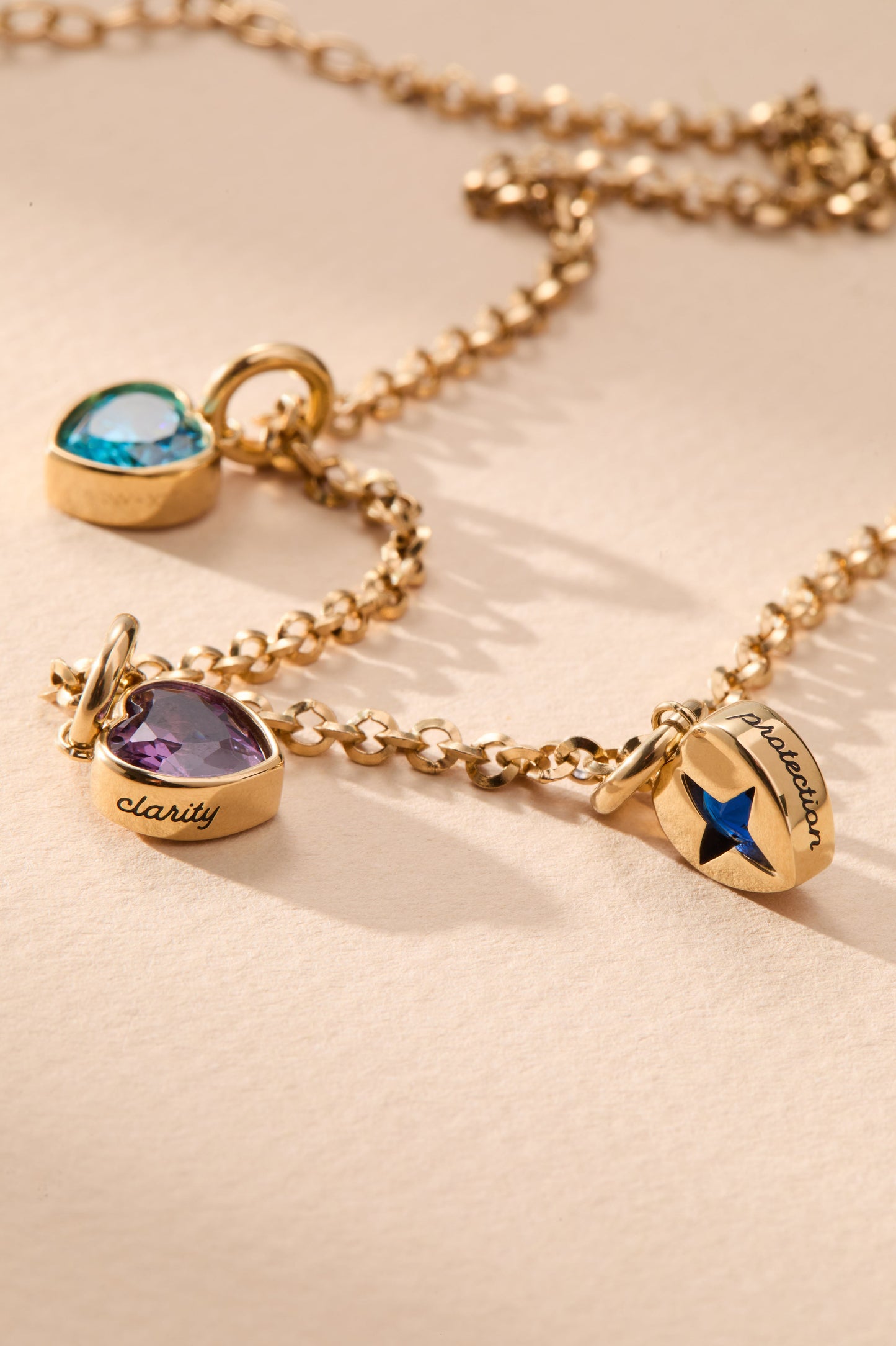 Clarity' Heart Birthstone Charm-FEB Stainless Steel Gold