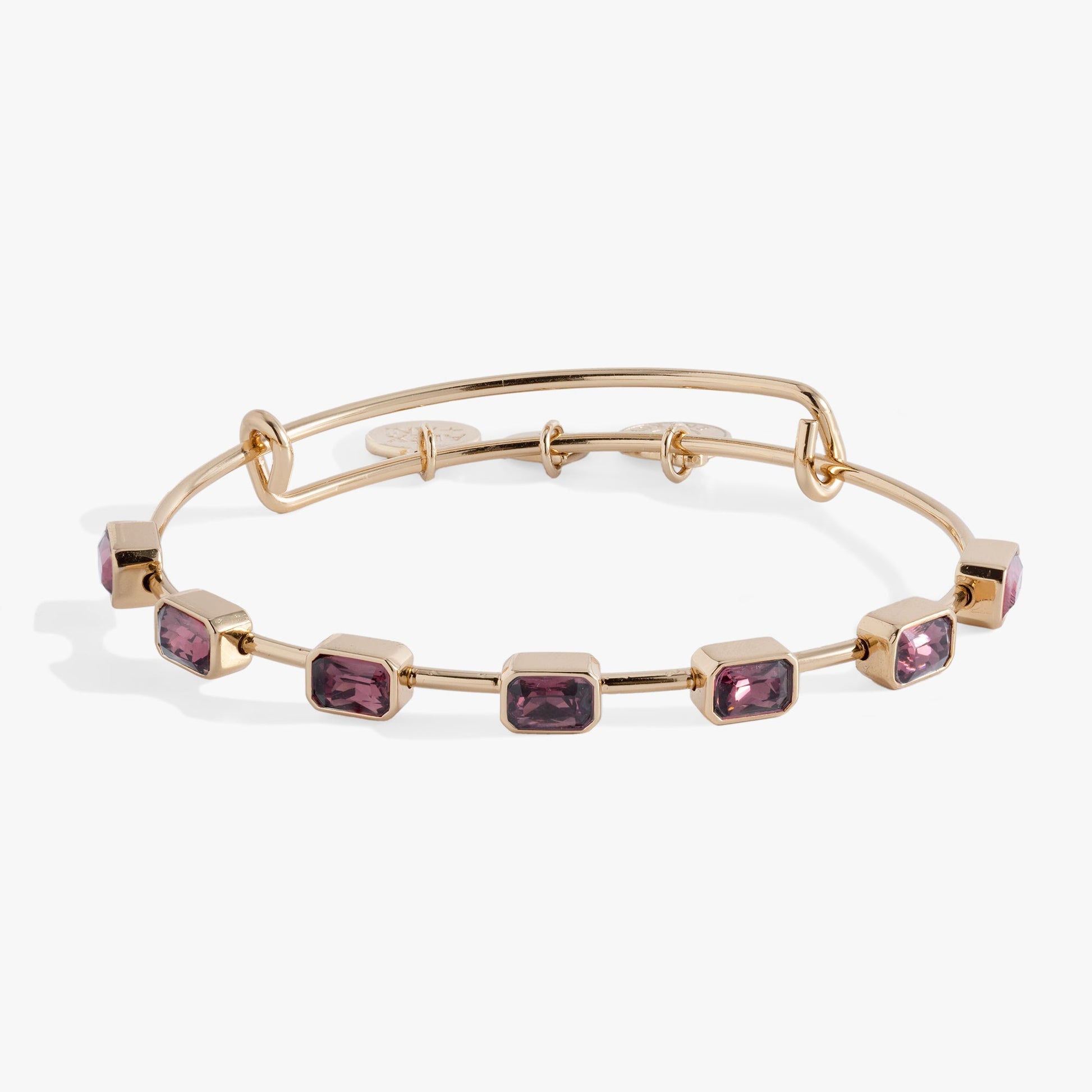 February Birthstone Emerald Cut Bangle Gold