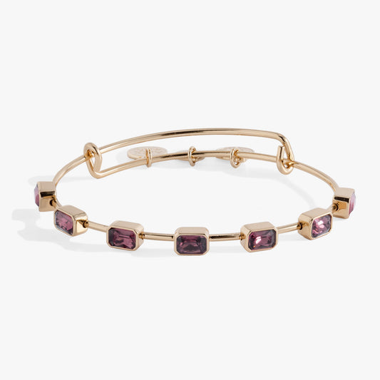 February Birthstone Emerald Cut Bangle Gold