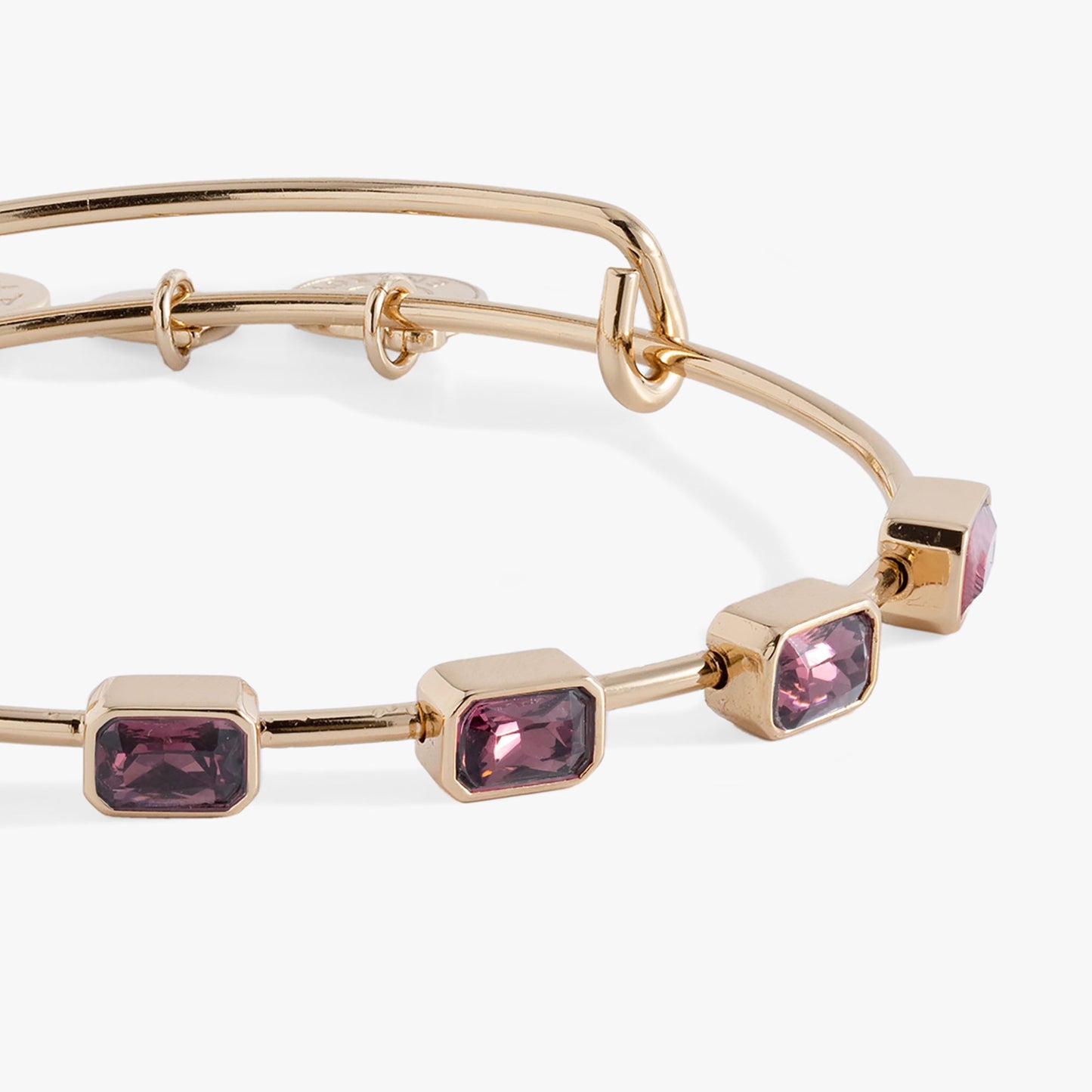 February Birthstone Emerald Cut Bangle Gold