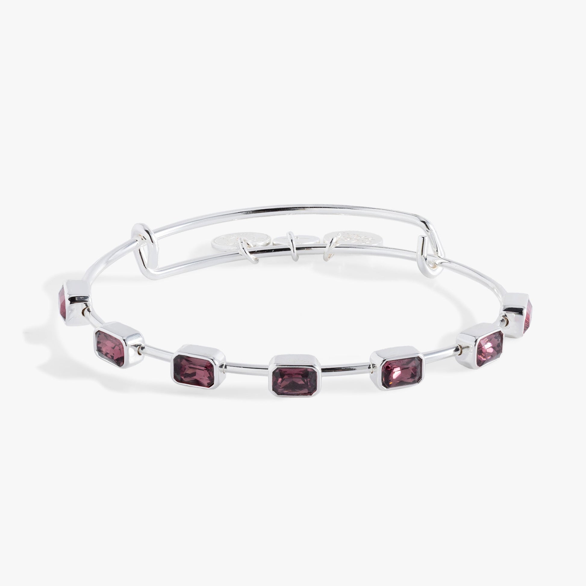 February Birthstone Emerald Cut Bangle Gold