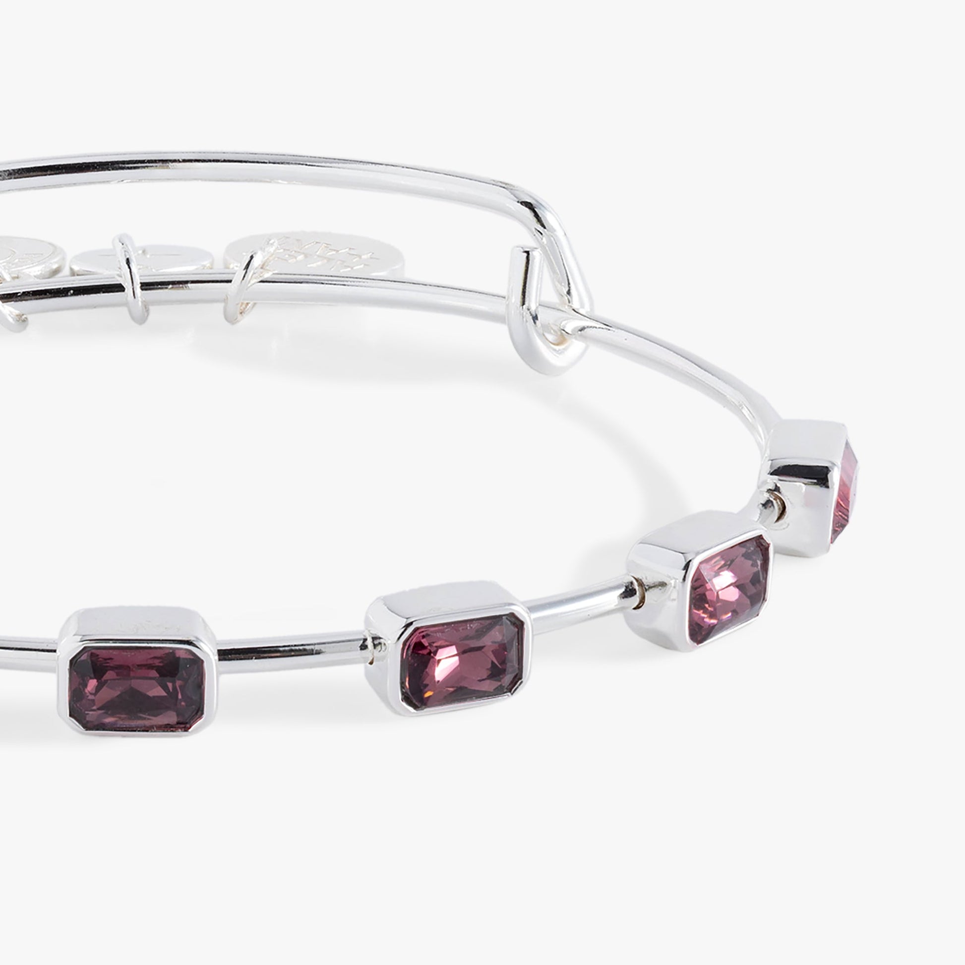 February Birthstone Emerald Cut Bangle Gold