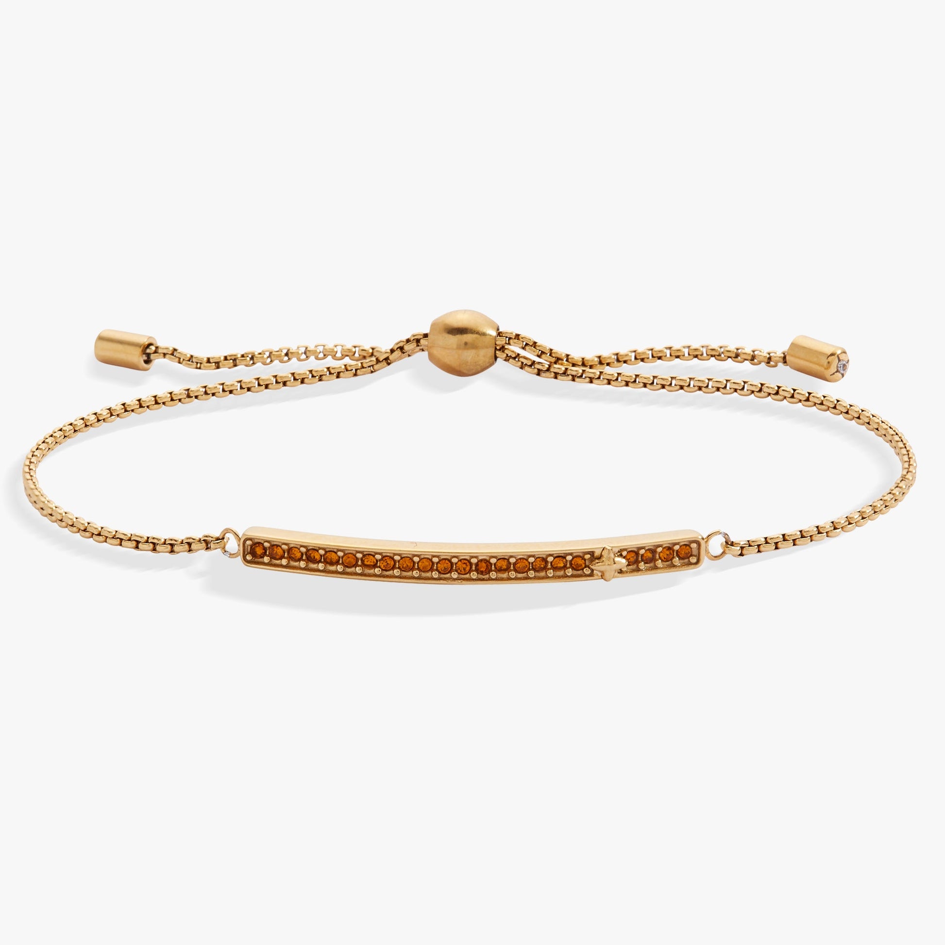 Birthstone Pave Bolo - November Stainless Steel Gold