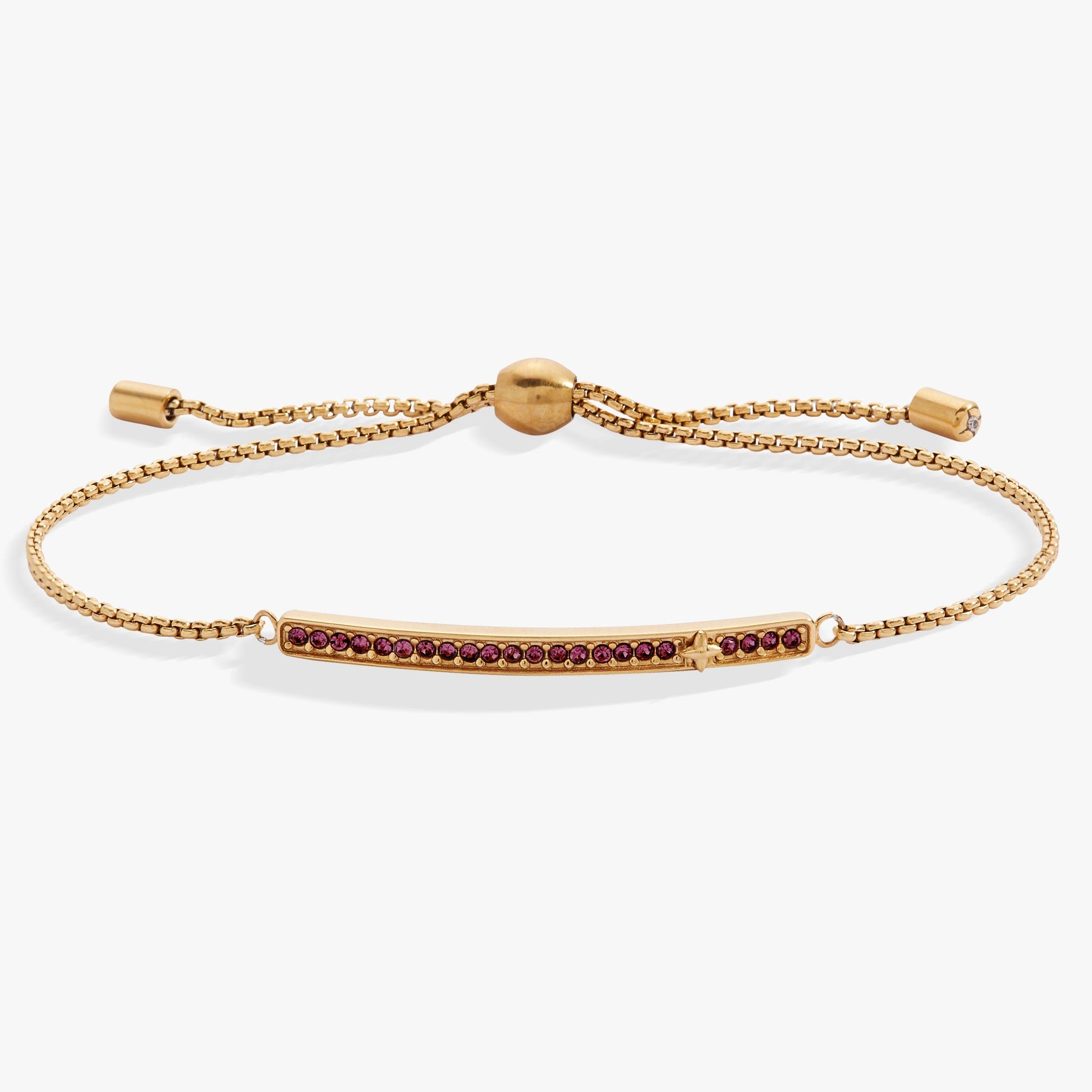 Birthstone Pave Bolo - February Stainless Steel Gold