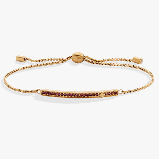 Birthstone Pave Bolo - February Stainless Steel Gold
