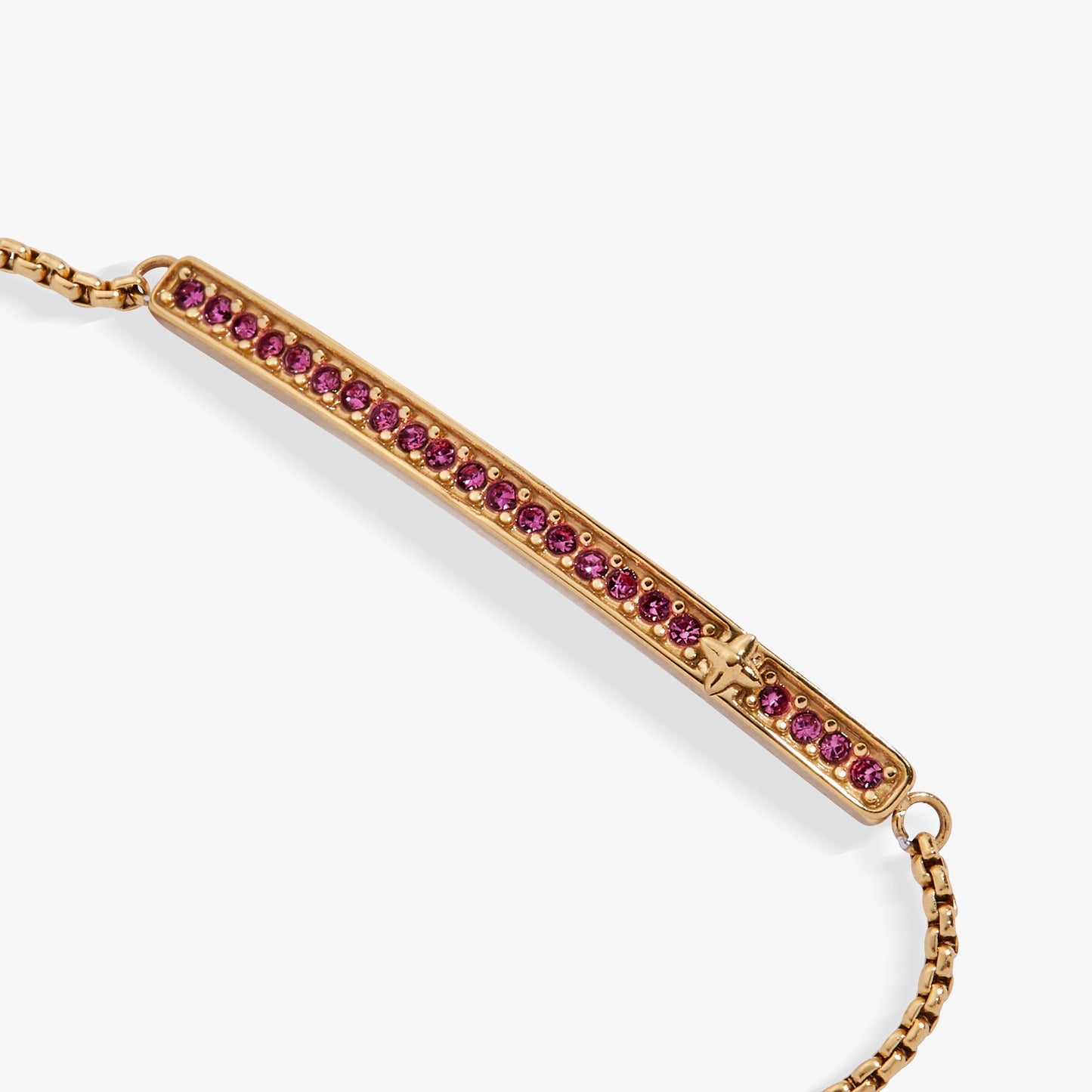 Birthstone Pave Bolo - February Stainless Steel Gold