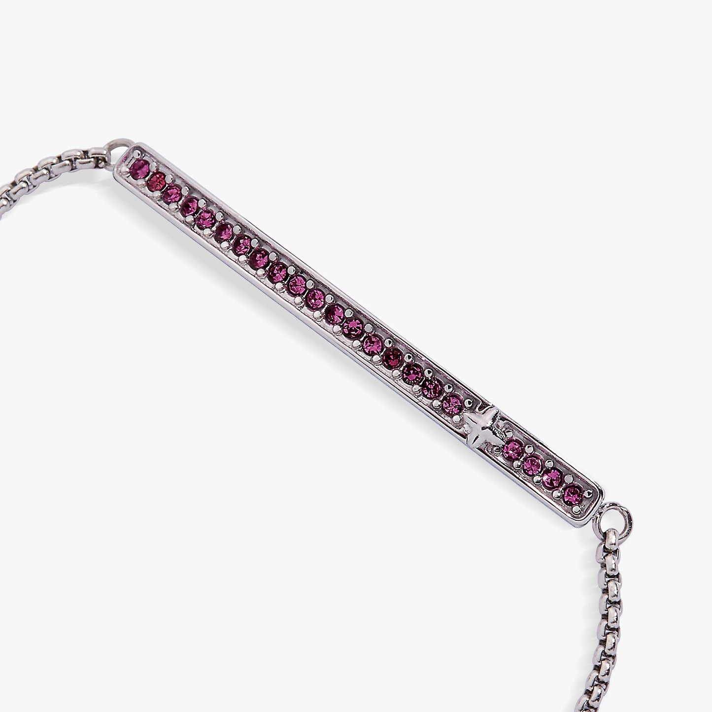Birthstone Pave Bolo - February Stainless Steel Gold