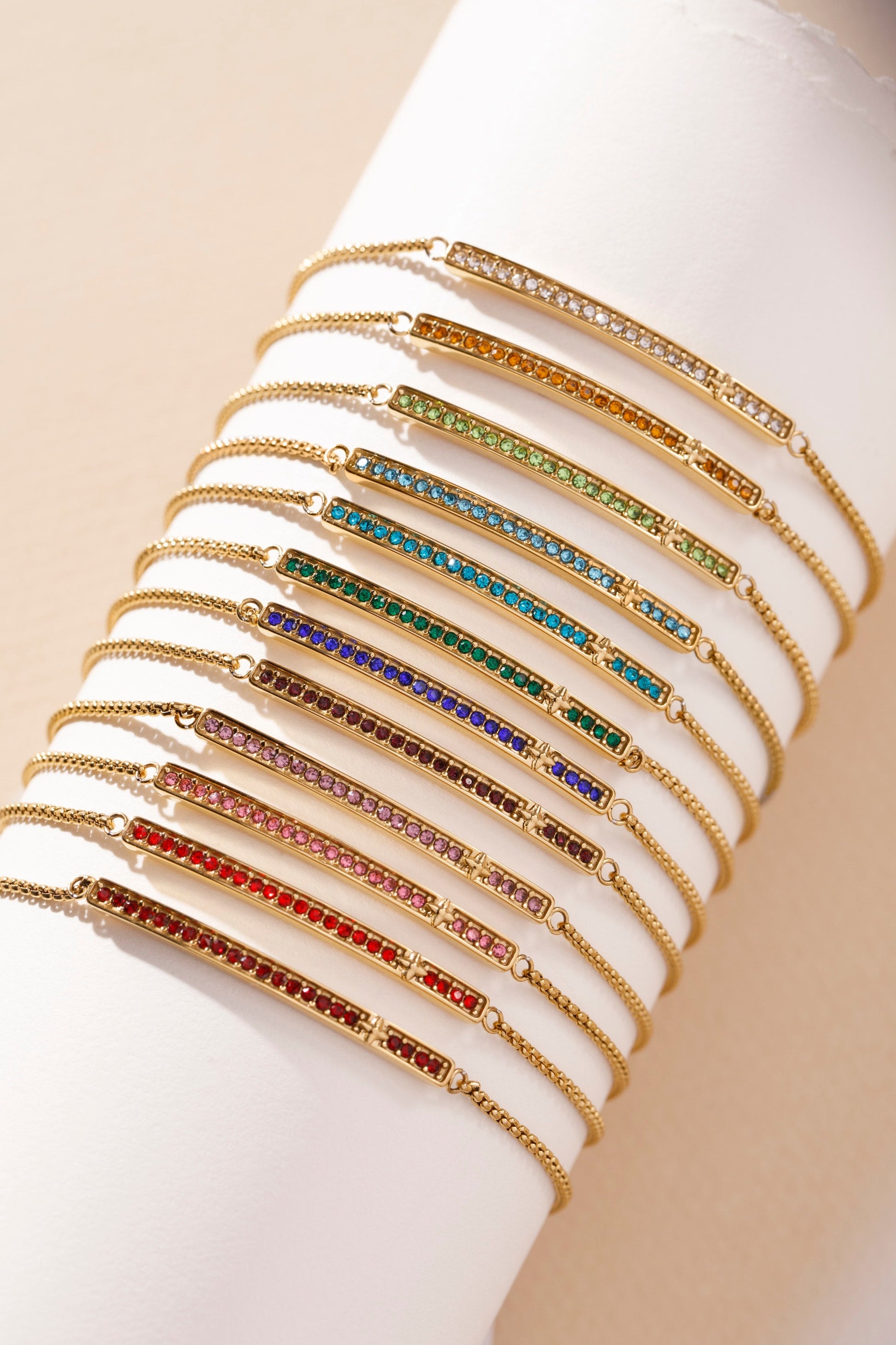 Birthstone Pave Bolo - February Stainless Steel Gold