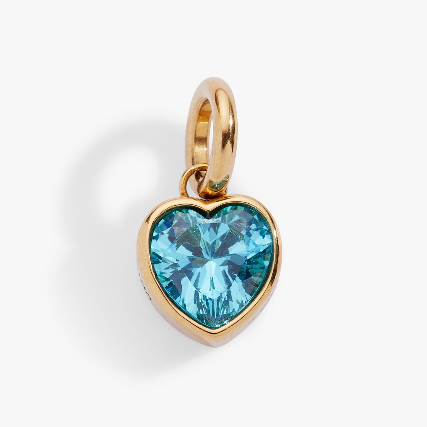 Faith' Heart Birthstone Charm-MARCH Stainless Steel Gold