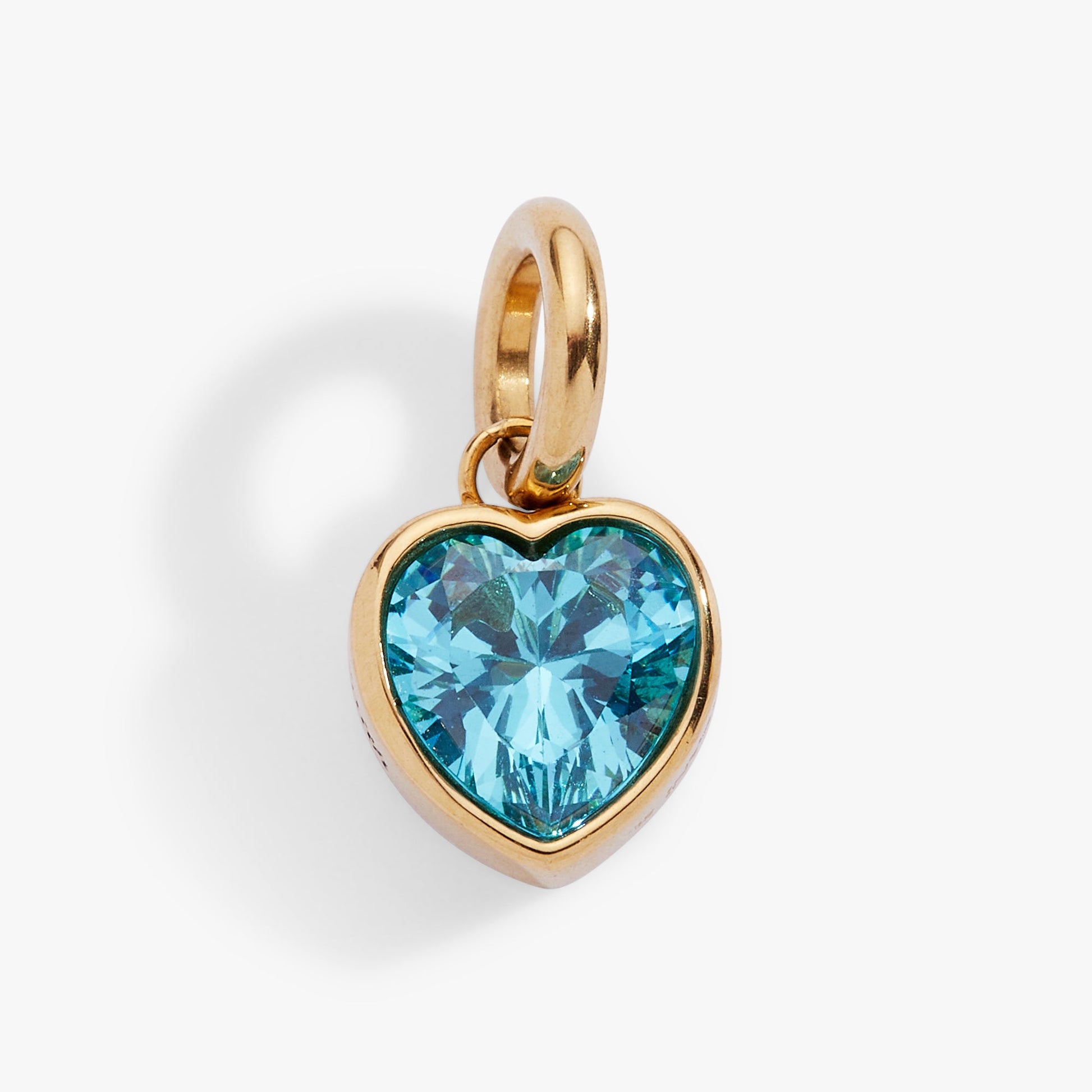 Faith' Heart Birthstone Charm-MARCH Stainless Steel Gold