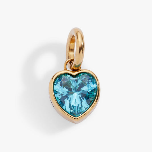 Faith' Heart Birthstone Charm-MARCH Stainless Steel Gold