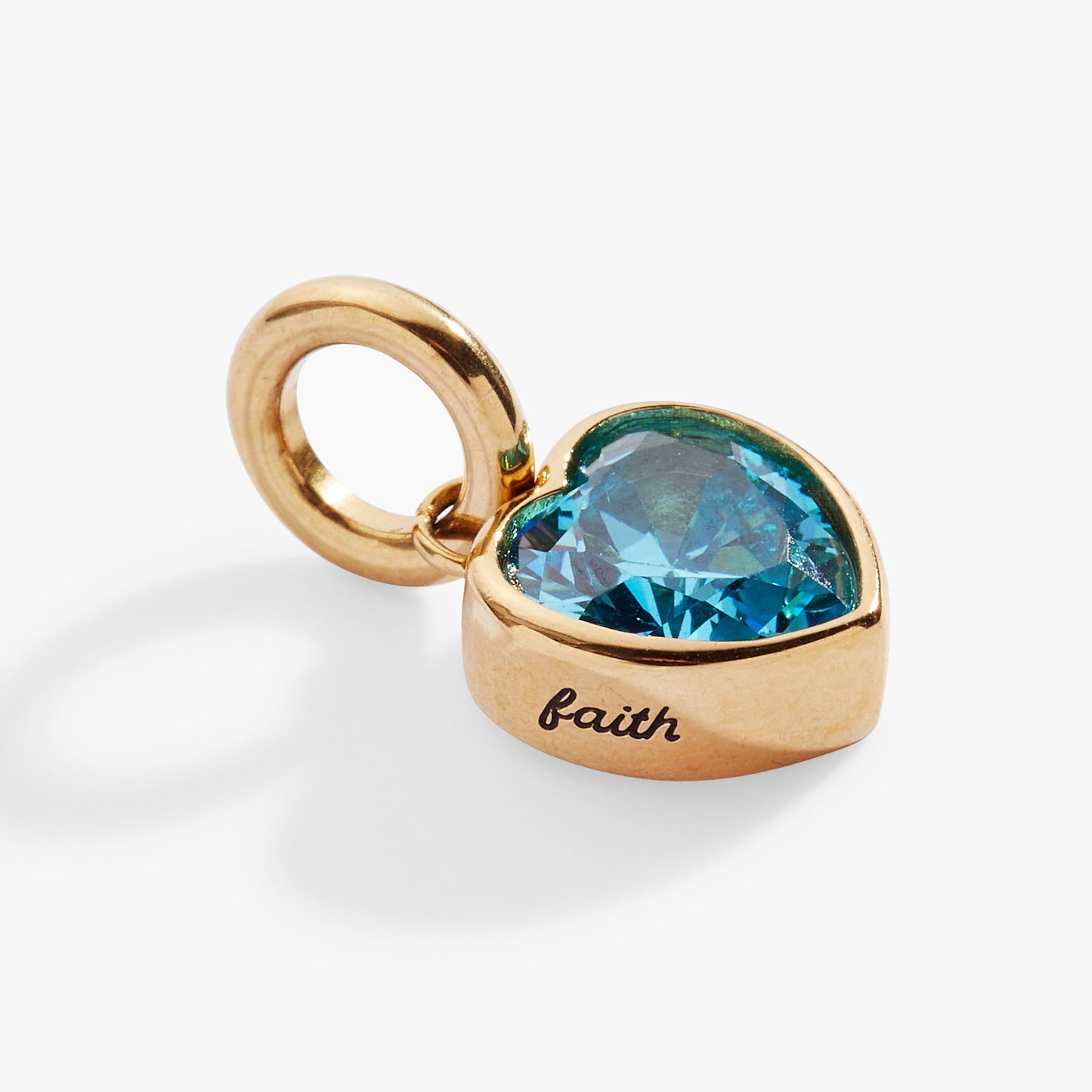 Faith' Heart Birthstone Charm-MARCH Stainless Steel Gold
