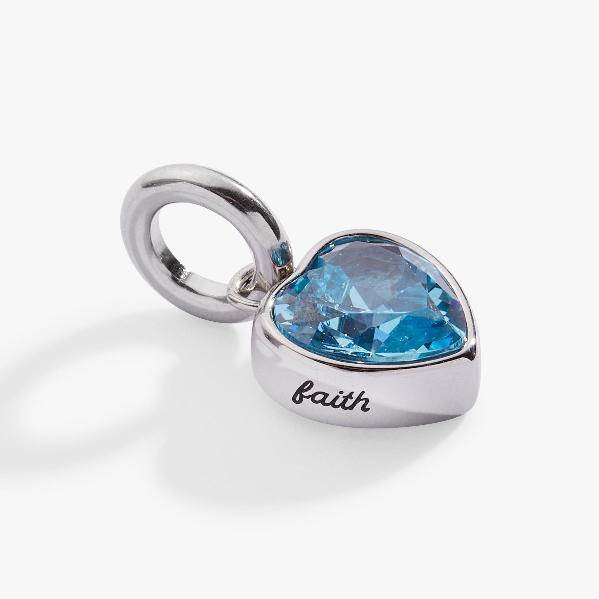 Faith' Heart Birthstone Charm-MARCH Stainless Steel Gold