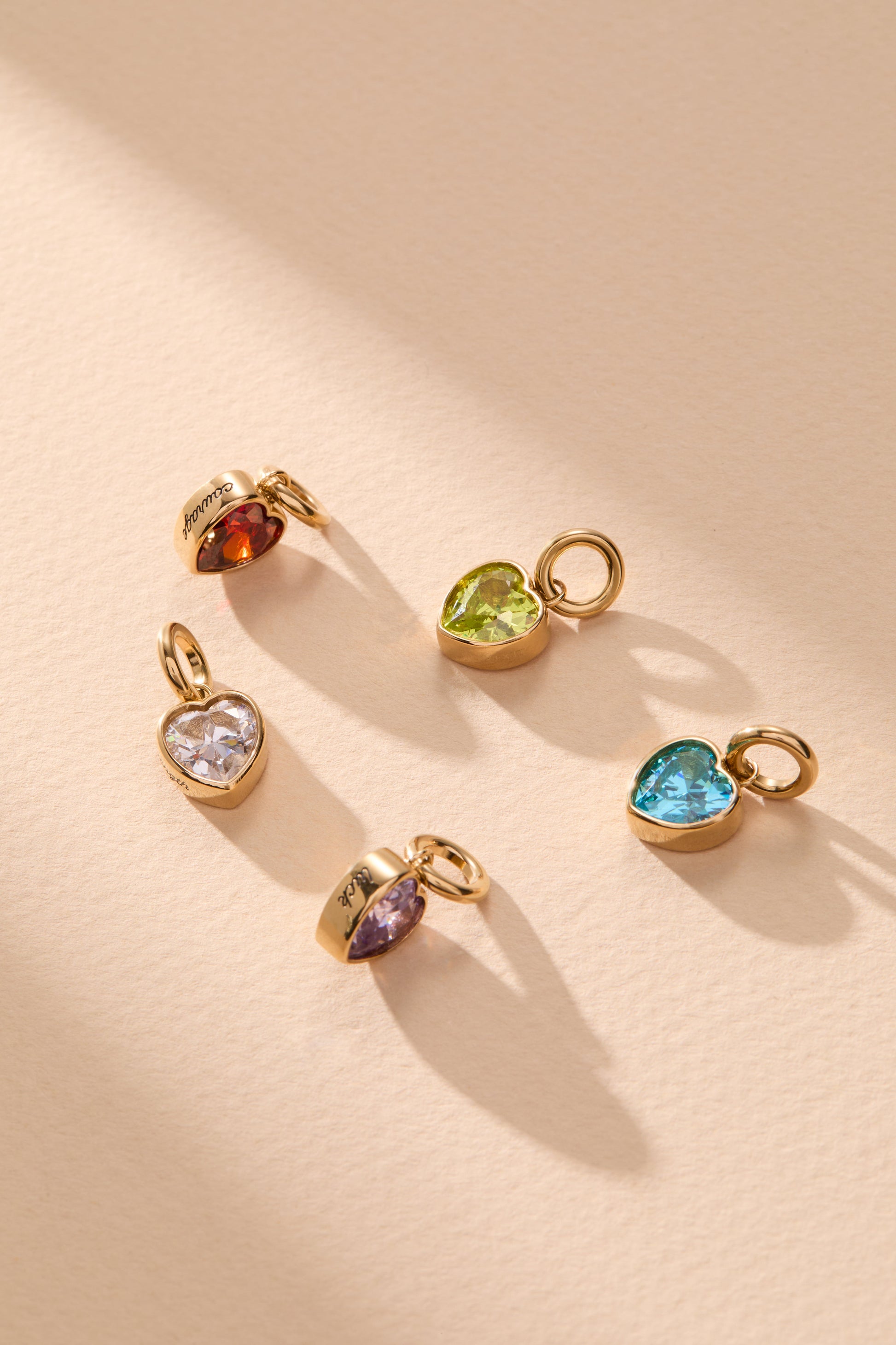 Faith' Heart Birthstone Charm-MARCH Stainless Steel Gold