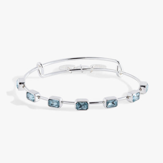 March Birthstone Emerald Cut Bangle Silver