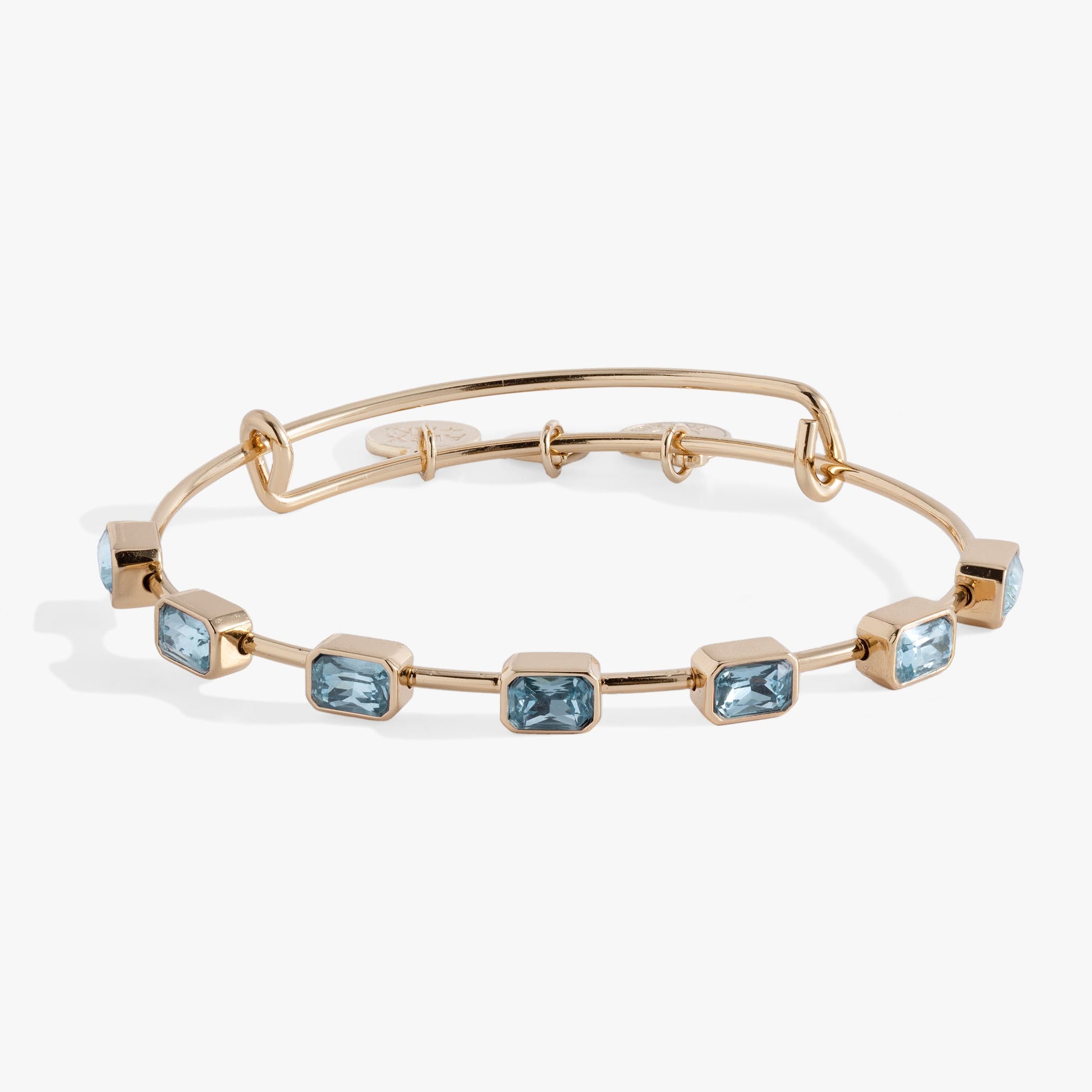March Birthstone Emerald Cut Bangle Silver