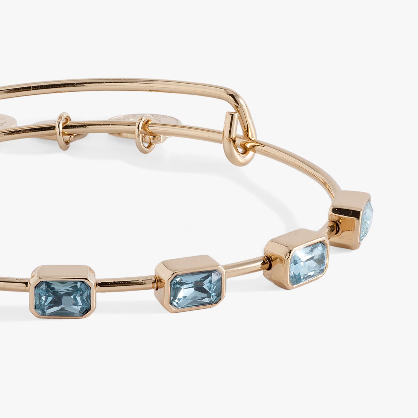 March Birthstone Emerald Cut Bangle Silver
