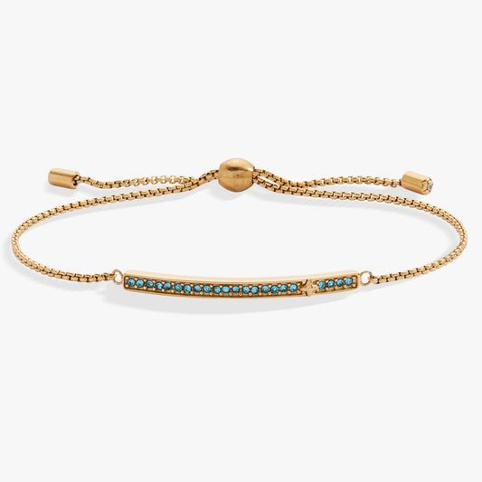 Birthstone Pave Bolo - March Stainless Steel Gold