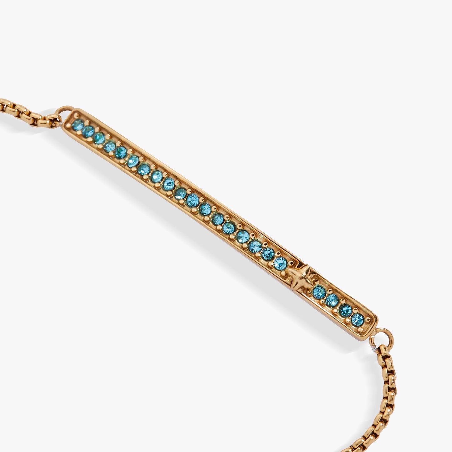 Birthstone Pave Bolo - March Stainless Steel Gold
