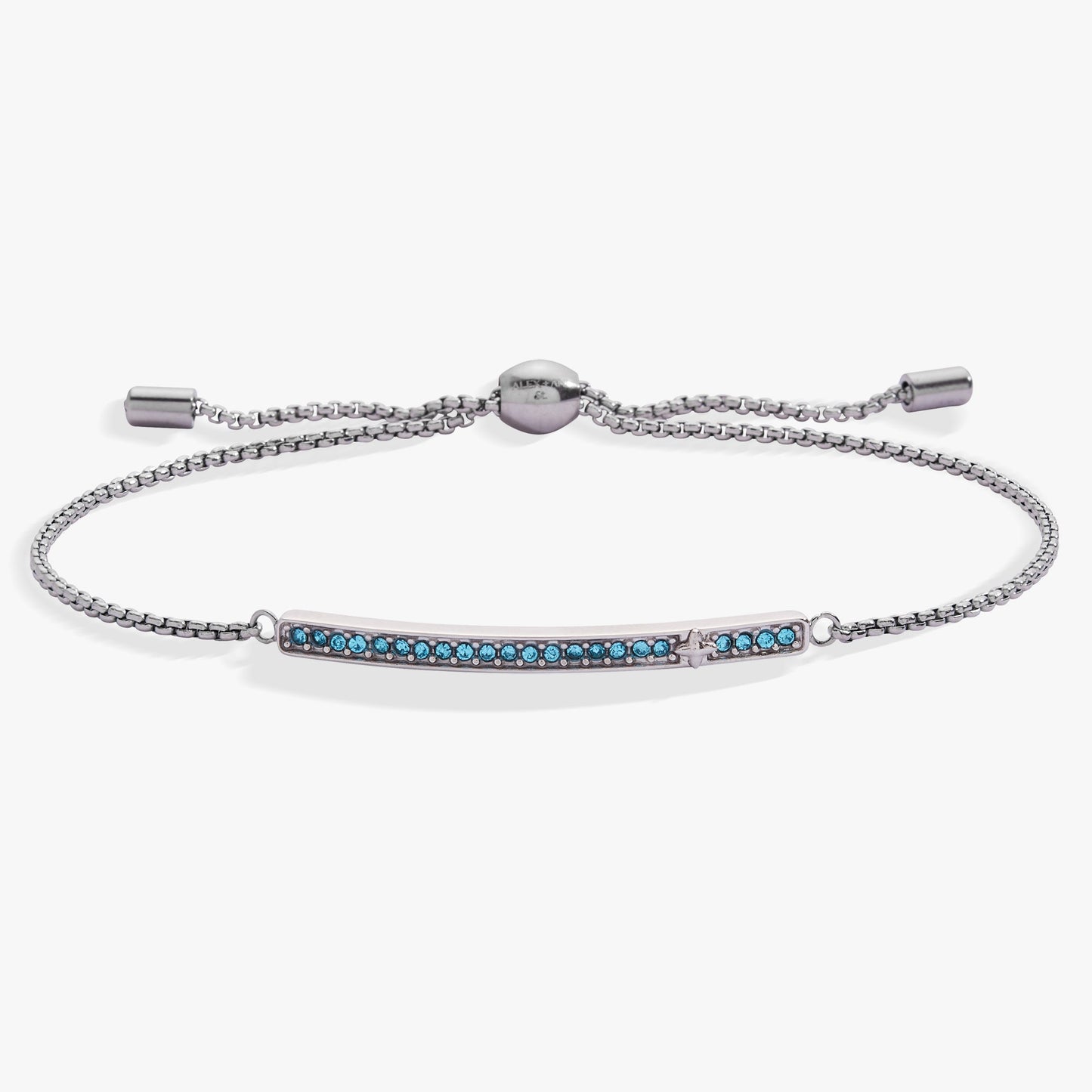 Birthstone Pave Bolo - March Stainless Steel Gold