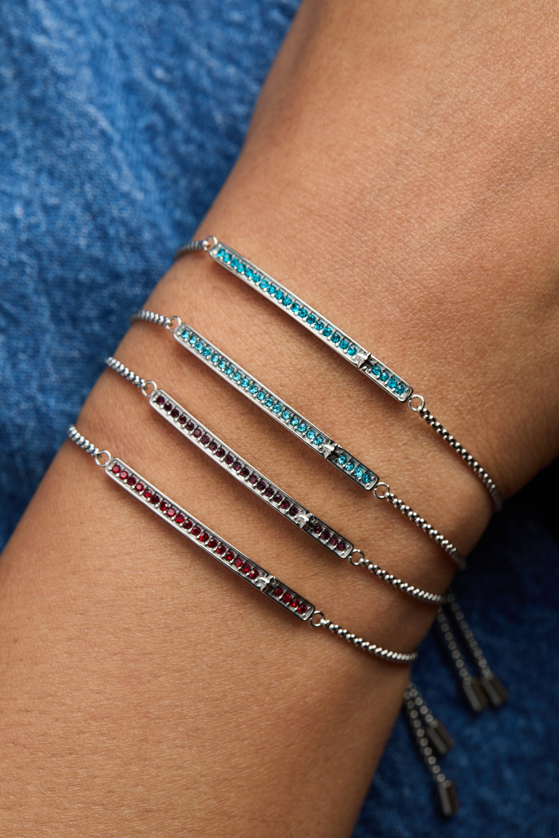 Birthstone Pave Bolo - March Stainless Steel Gold