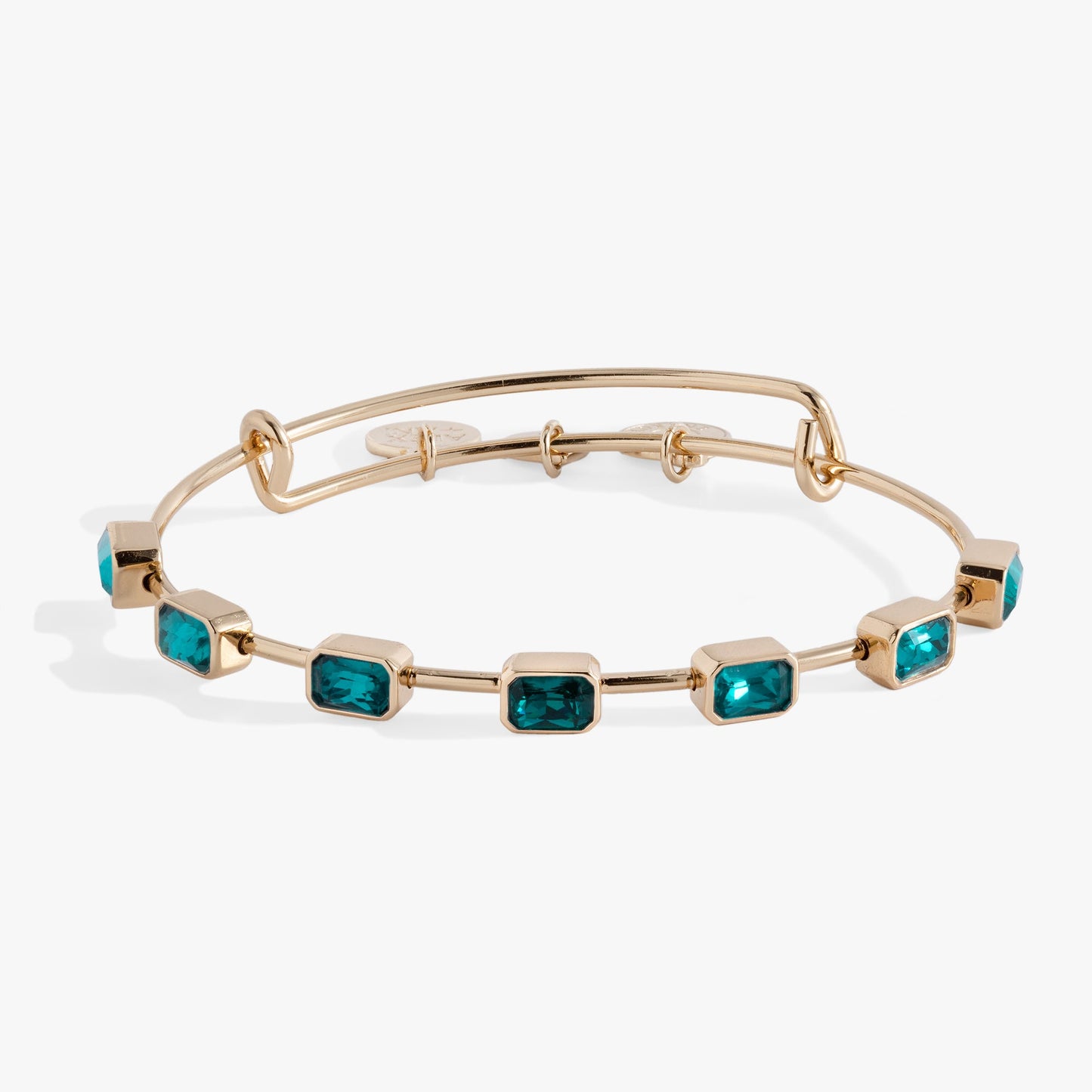 December Birthstone Emerald Cut Bangle Gold